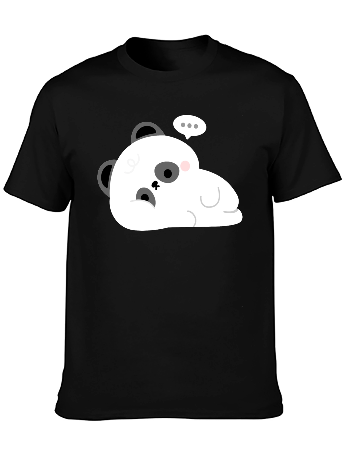 Black Cute Cartoon Panda Graphic T-Shirt - Black view 3