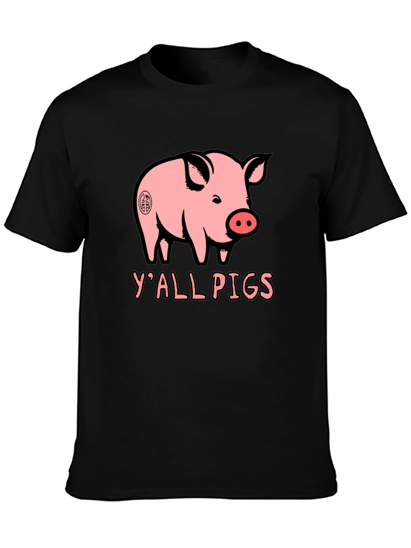 Black Y'all Pigs Graphic Tee - Funny Pig Lover T-Shirt view 3