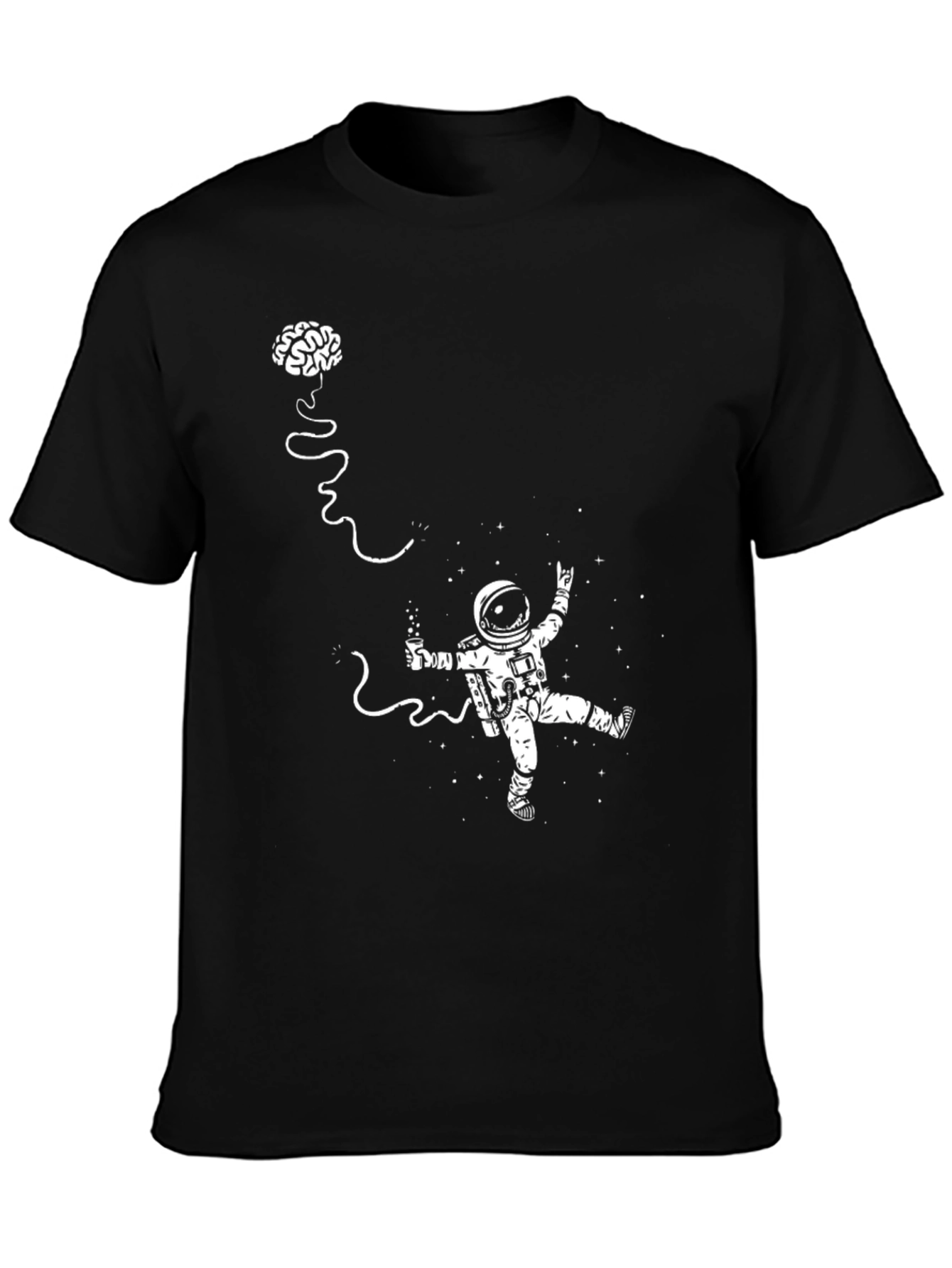 Black Astronaut Brain Tee - Space Out in Style! view 3
