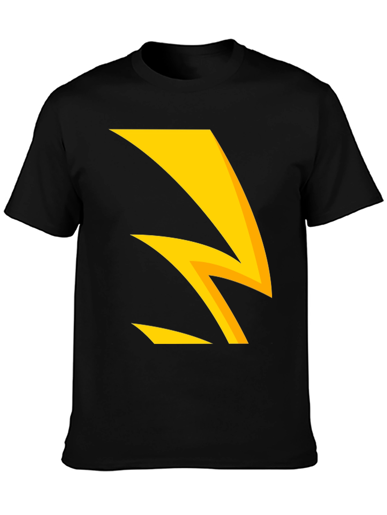 Black Bold Lightning Bolt Graphic Tee - Black Cotton Blend view 3