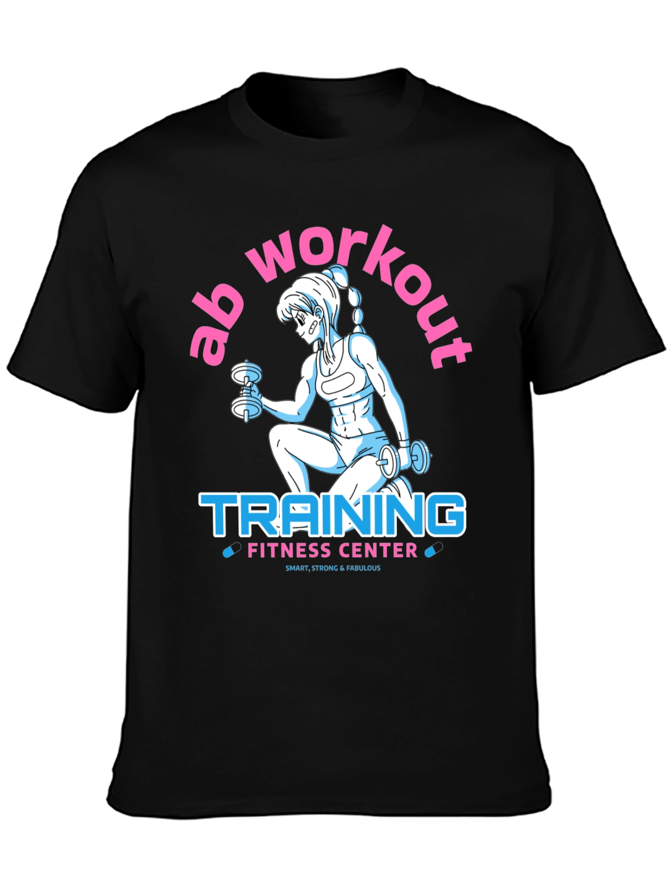 Black Ab Workout Training Fitness Center T-Shirt view 3