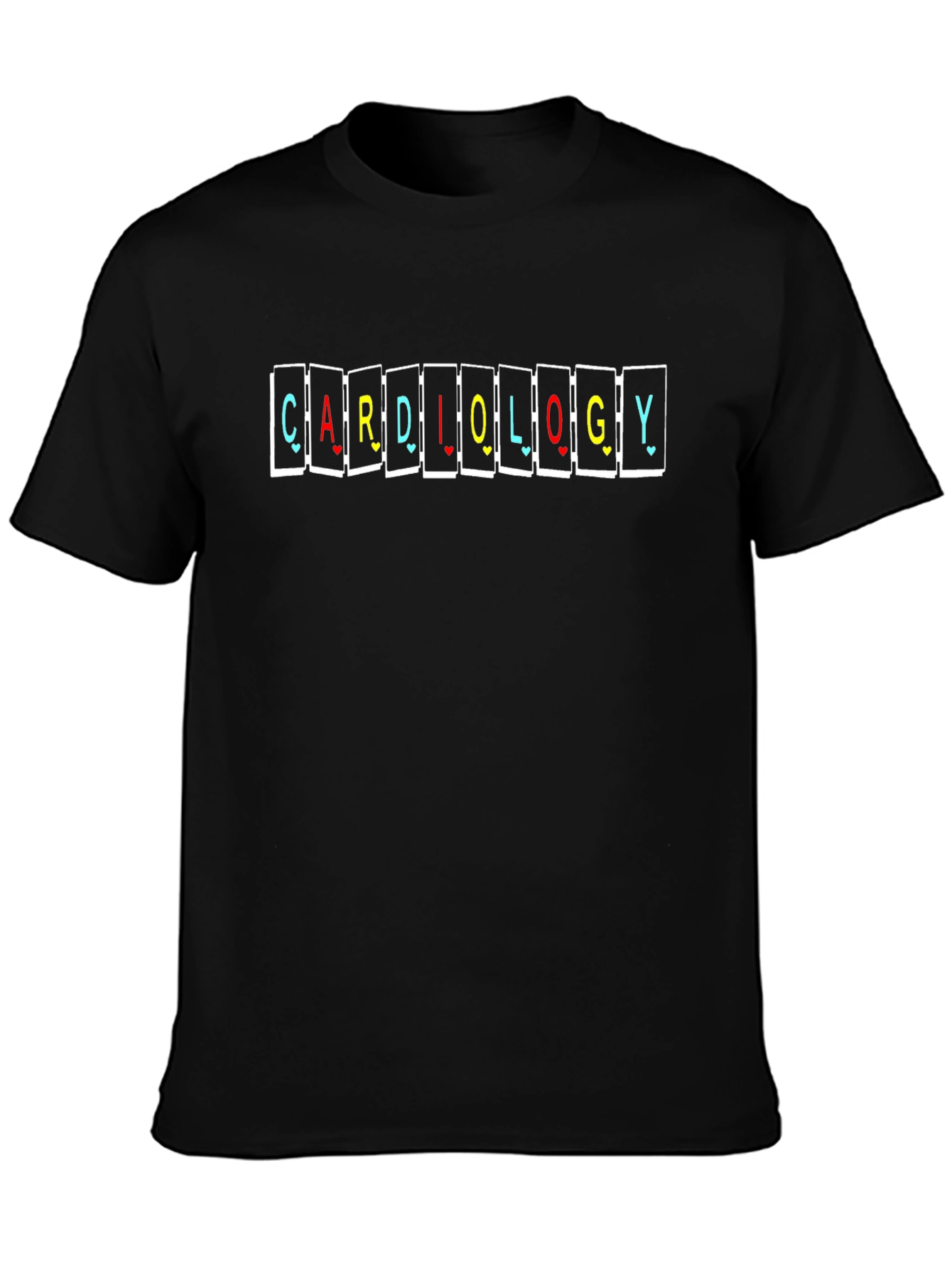 Black Cardiology Scrabbled T-Shirt - Doctor Nurse Medical view 3