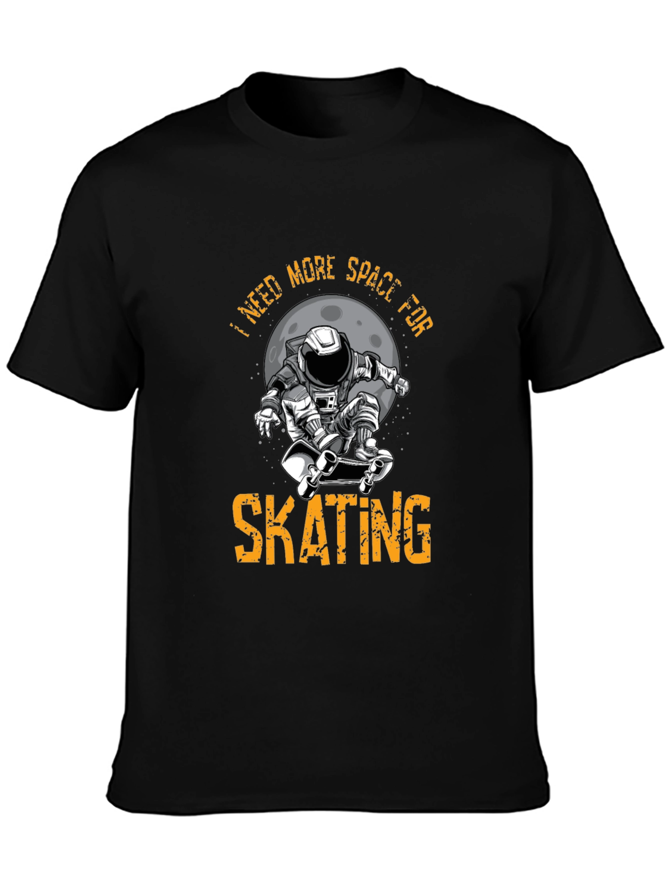 Black Skating Astronaut Graphic T-Shirt view 3