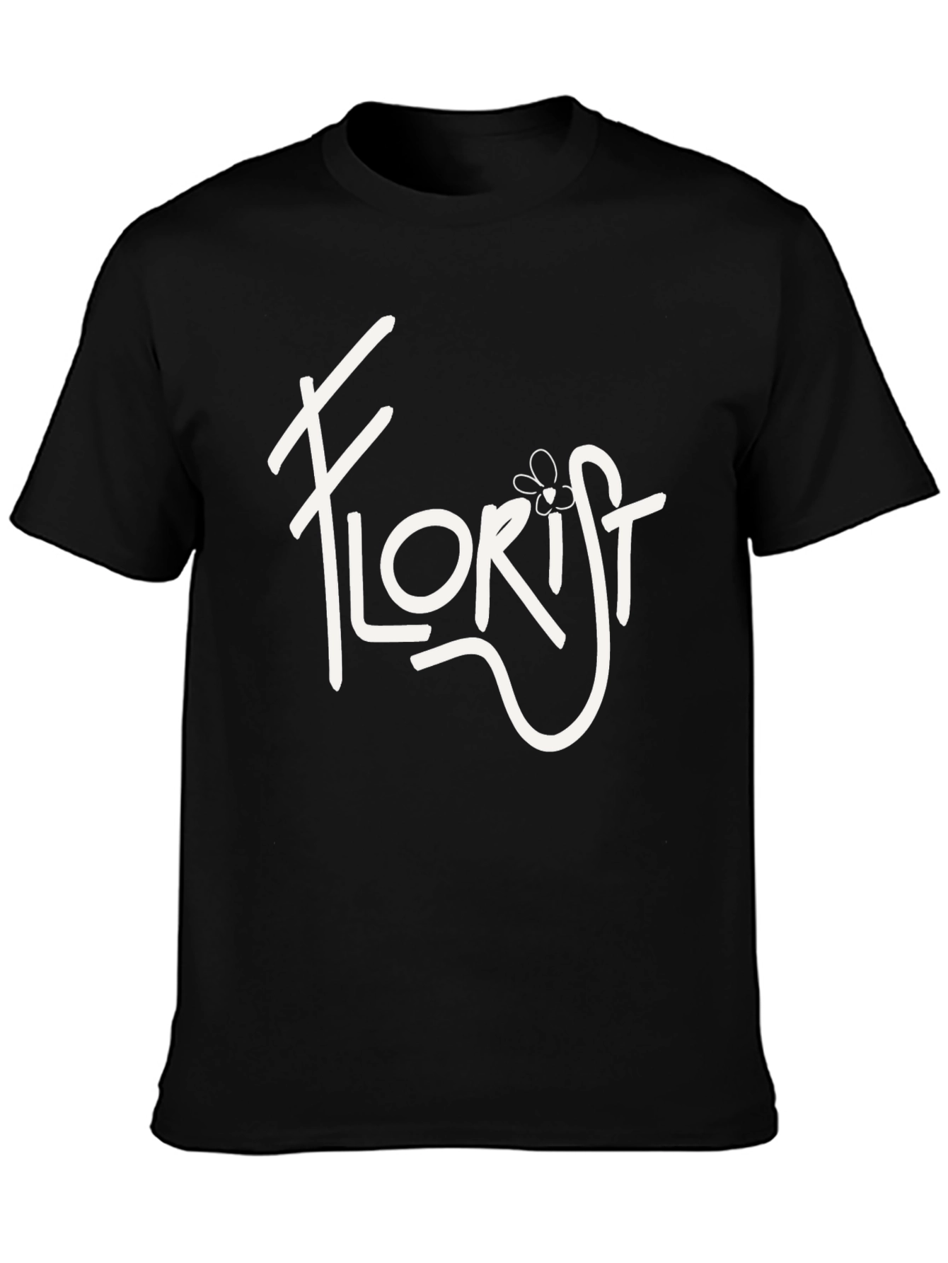 Black Florist Graphic Tee - Stylish Crew Neck T-Shirt view 3