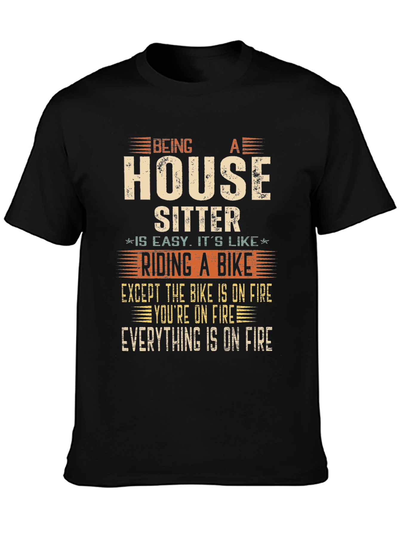 Black House Sitter Humor T-Shirt, Novelty Graphic Tee view 3