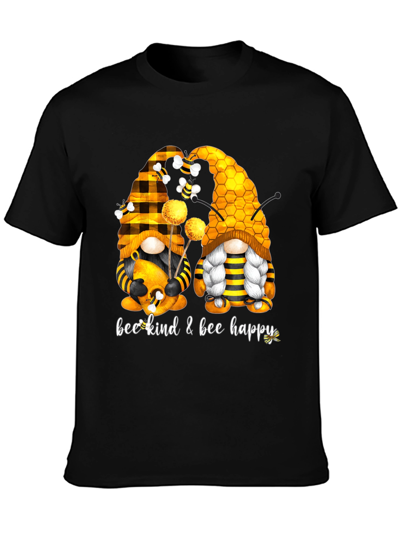 Black Bee Kind & Happy Gnome T-Shirt view 3