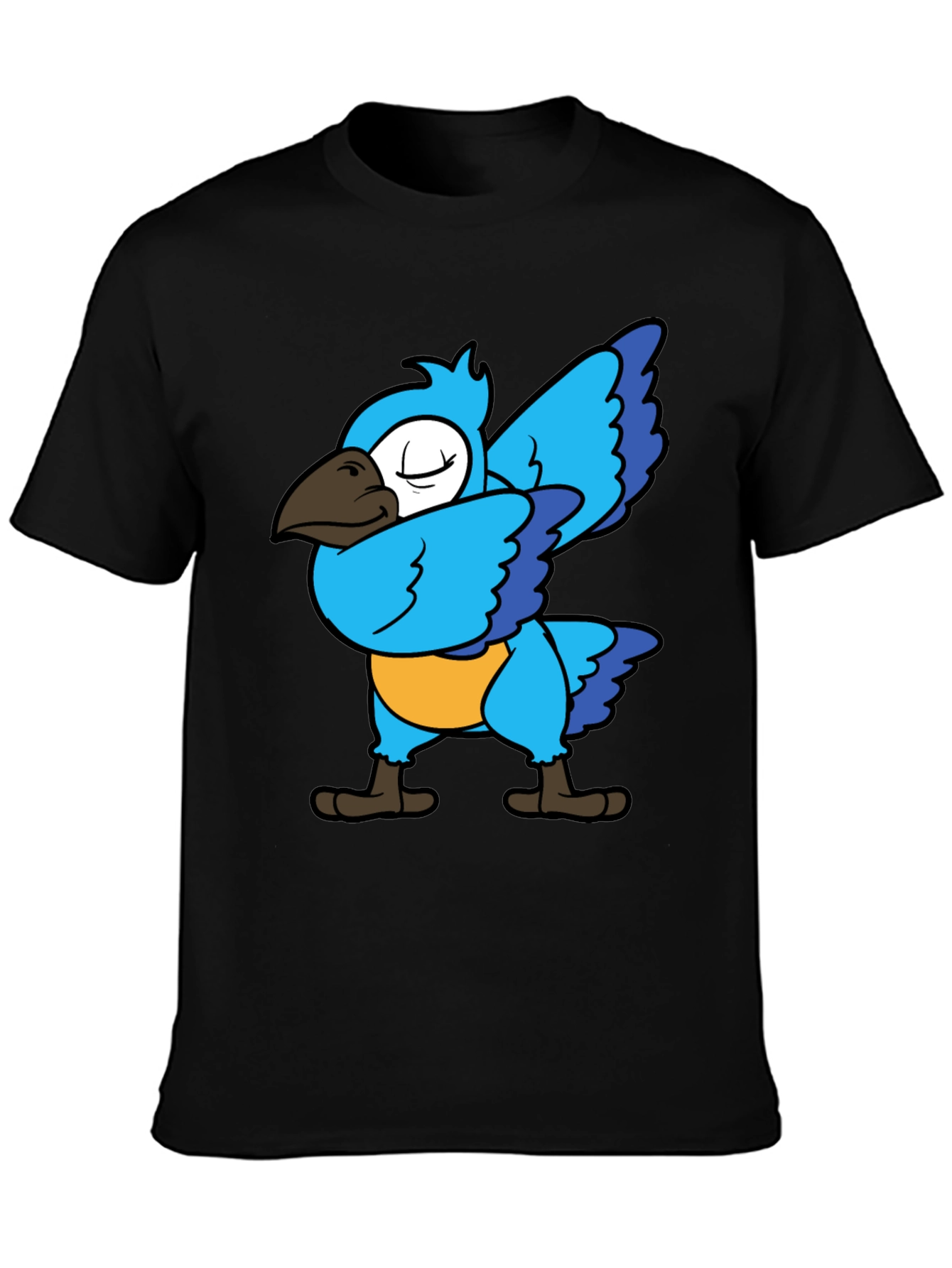 Black Dabbing Parrot T-Shirt - Blue Bird Dance Tee view 3