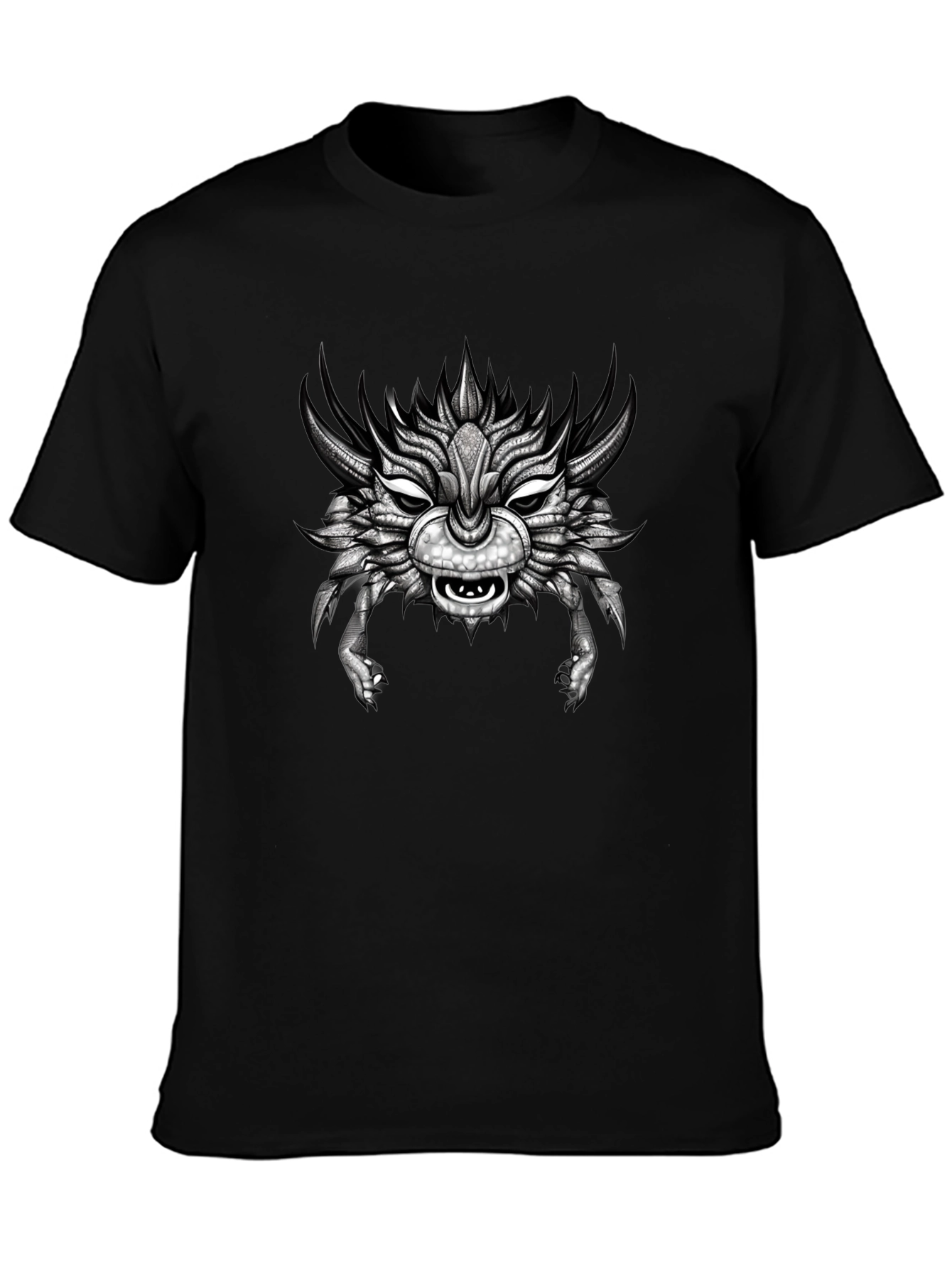 Black Unique Creature Graphic T-Shirt - Black view 3