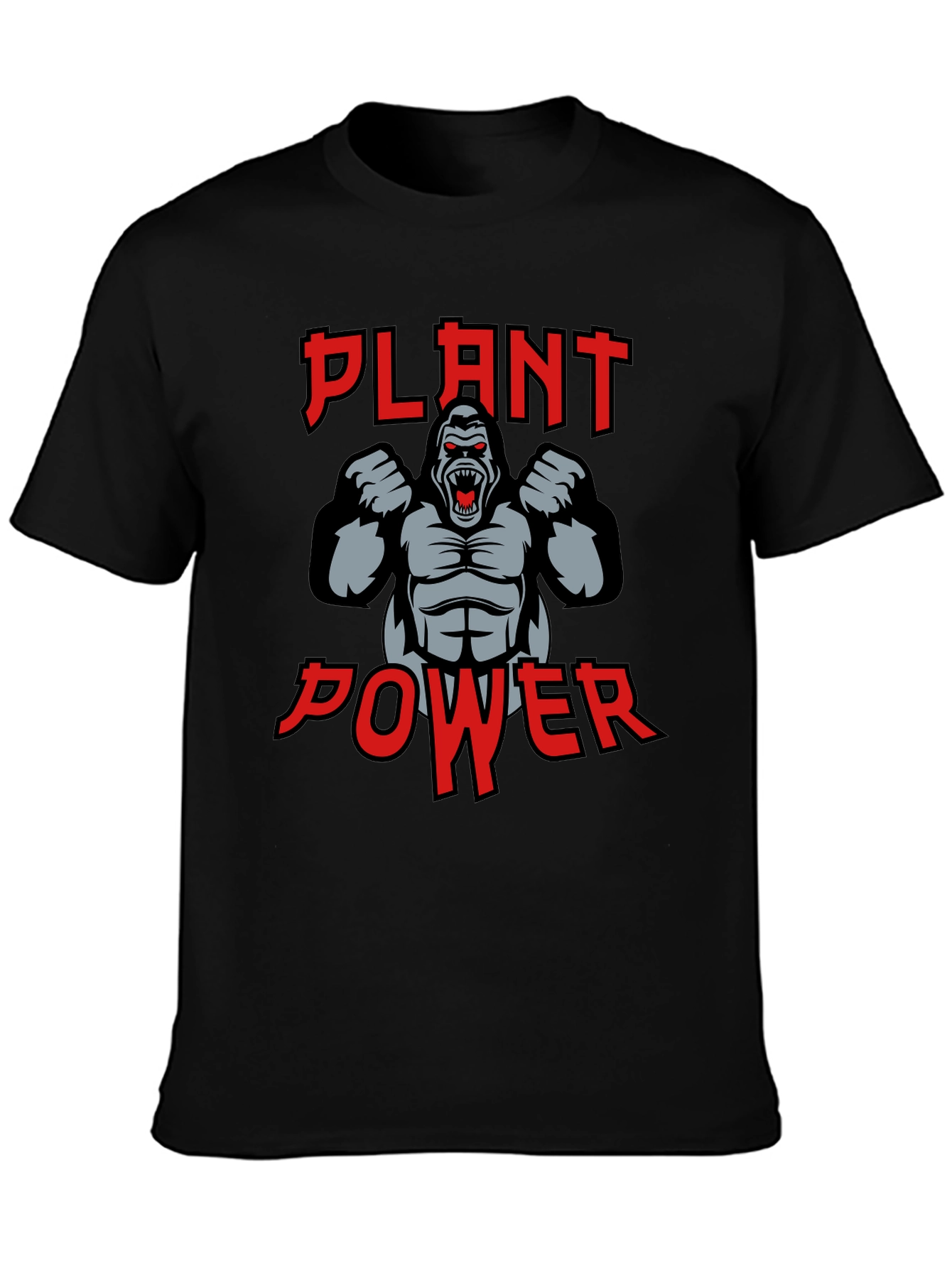 Black Plant Power Gorilla Graphic T-Shirt view 3