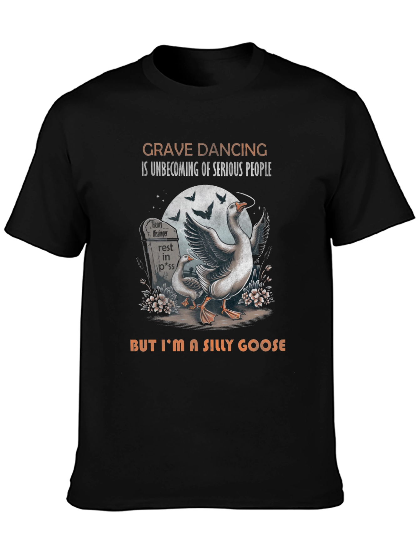 Black Grave Dancing Silly Goose Graphic Tee view 3