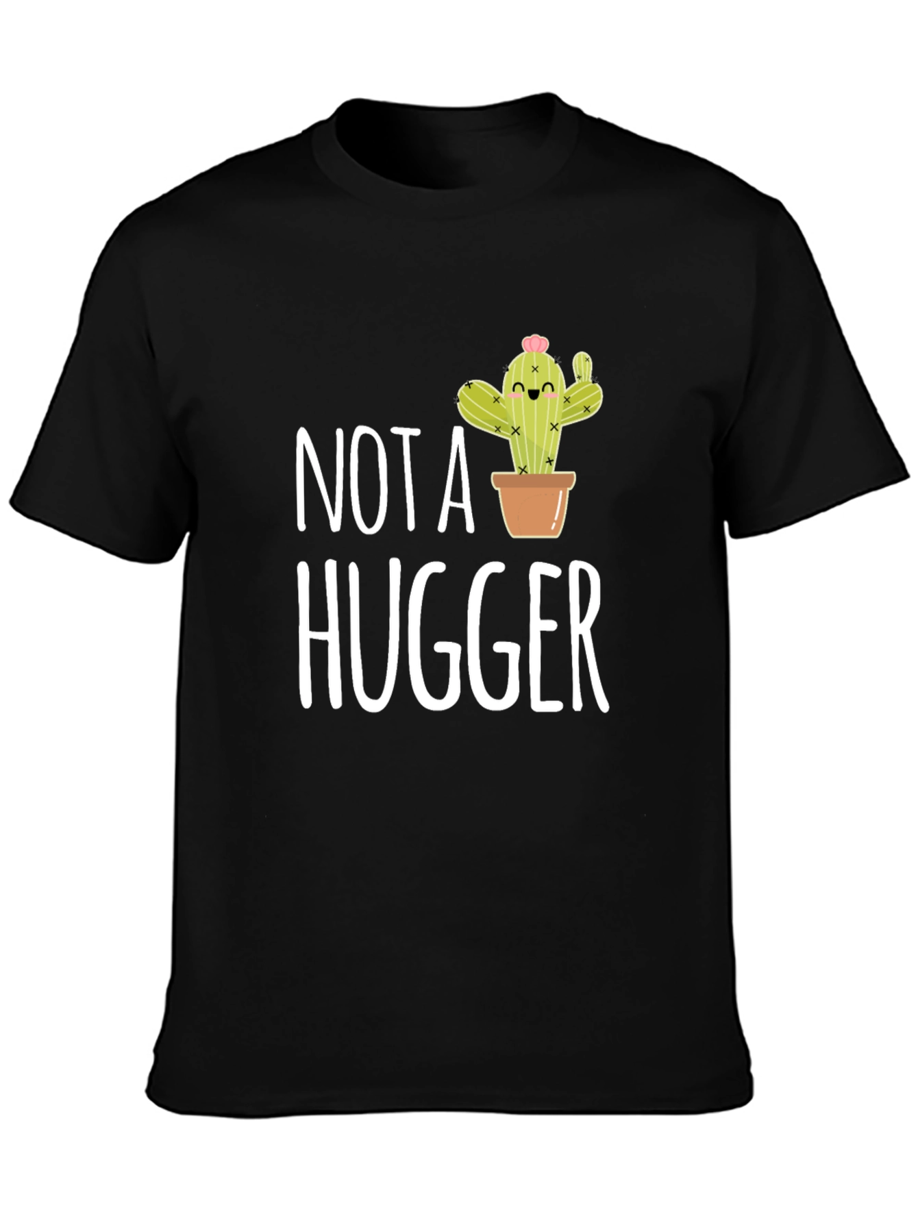 Black Not A Hugger Cactus Graphic T-Shirt view 3