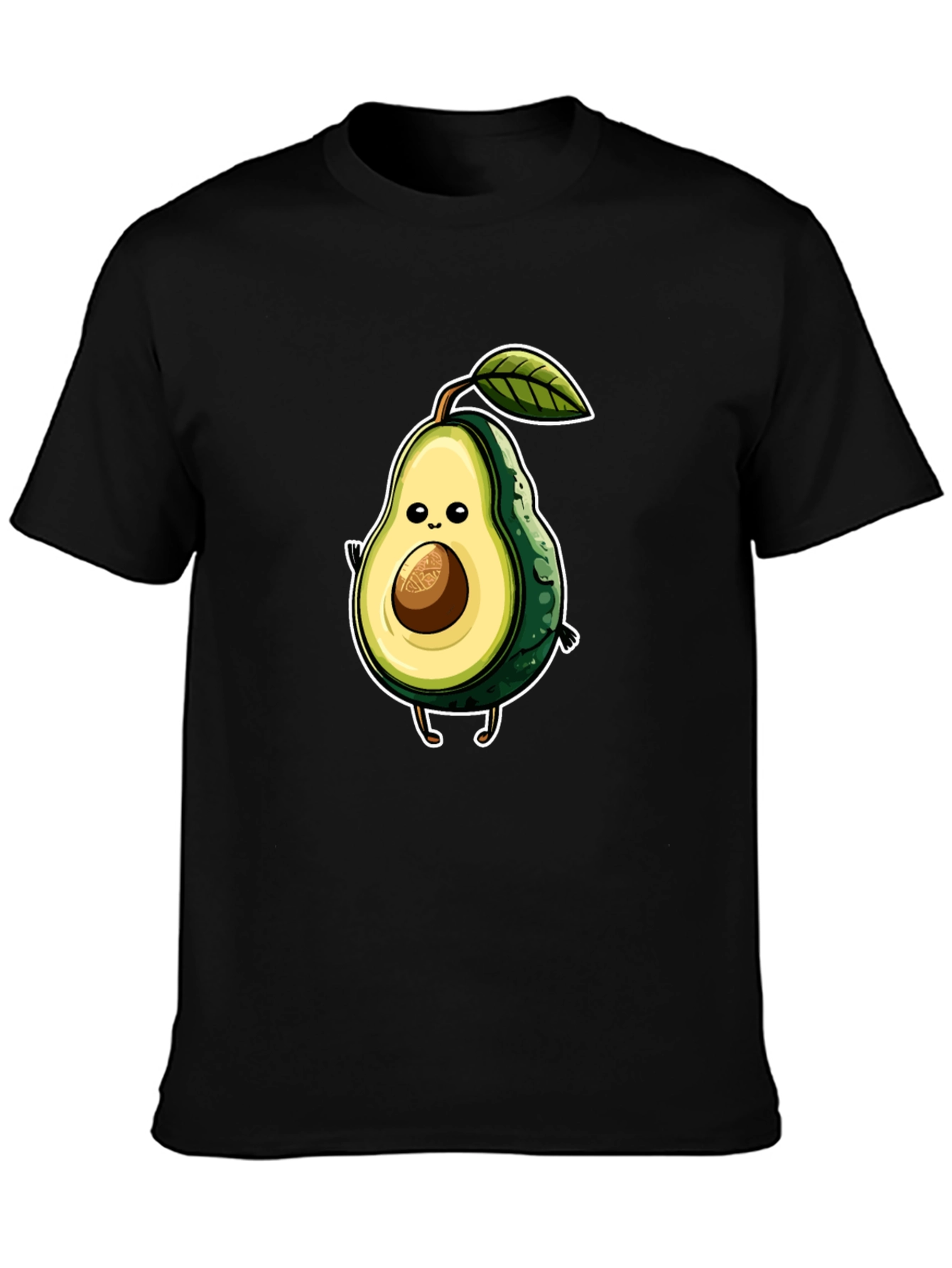 Funny Avocado Cartoon Graphic T-Shirt - Unisex Black Tee - 3