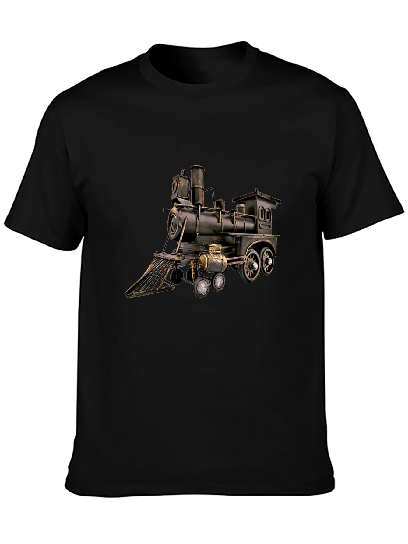 Black Train Locomotive Graphic T-Shirt - Black view 3