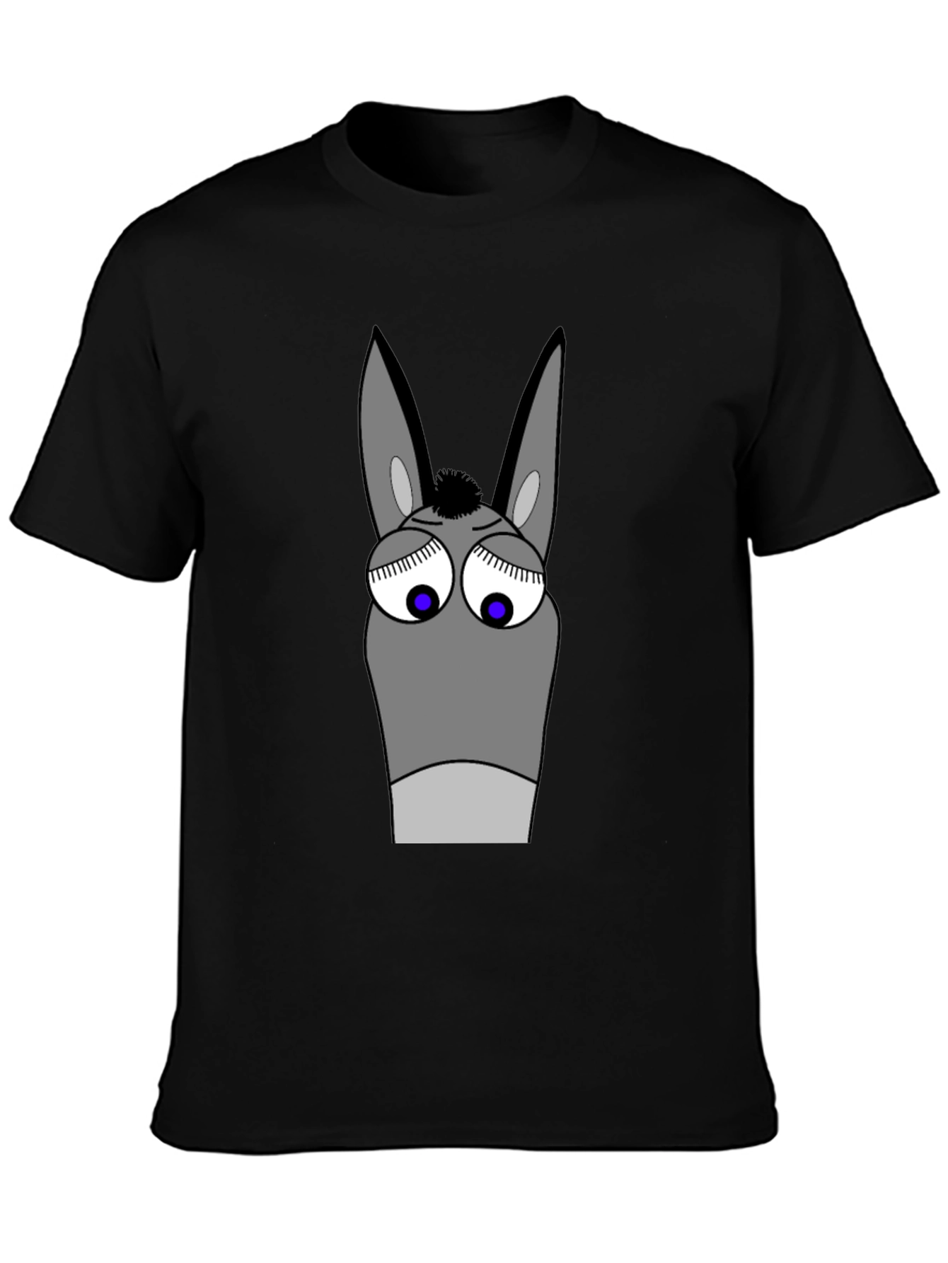 Black Funny Donkey Cartoon Graphic T-Shirt - Black view 3