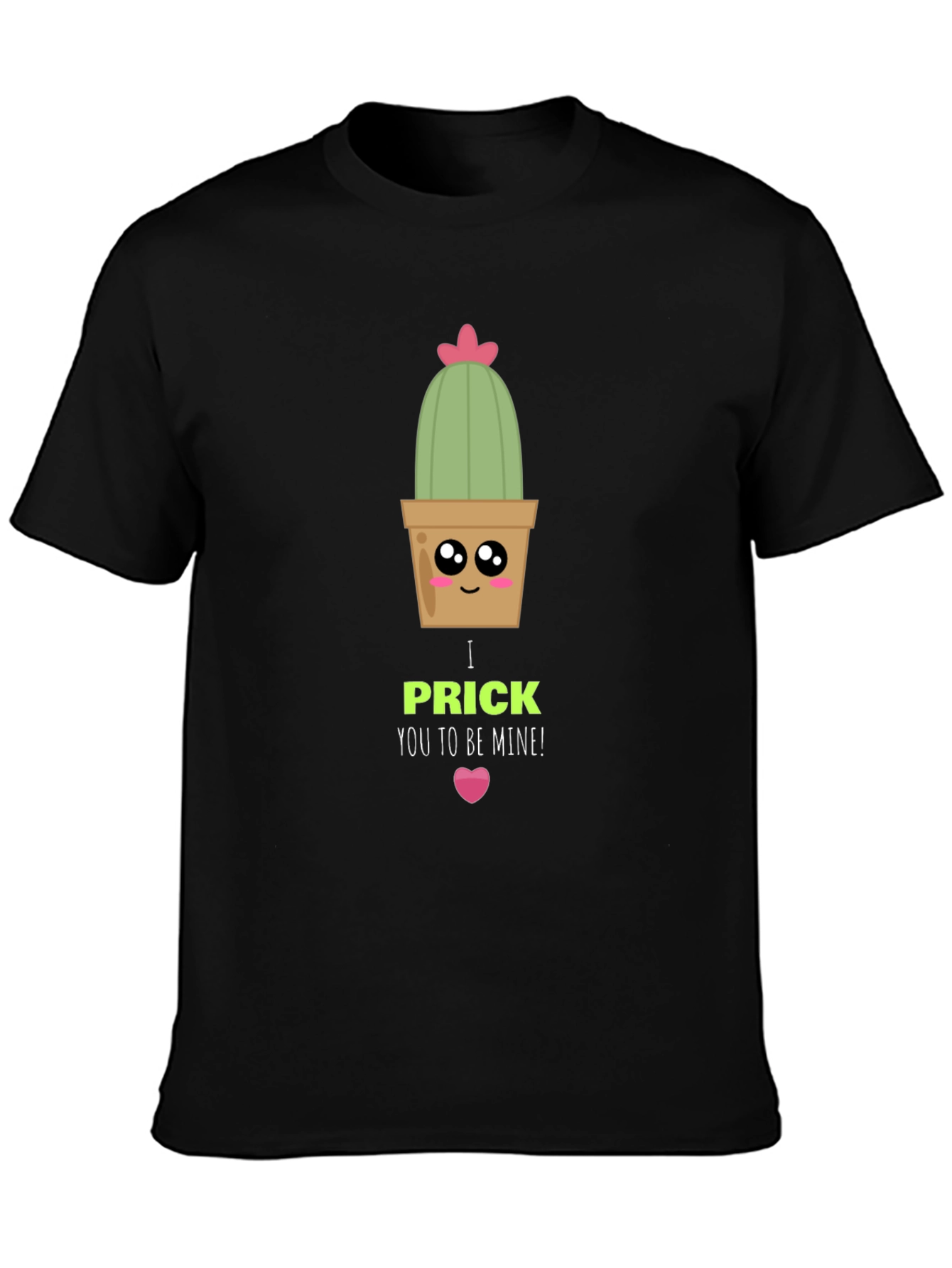 Black Cute Cactus Prick Valentine T-Shirt view 3