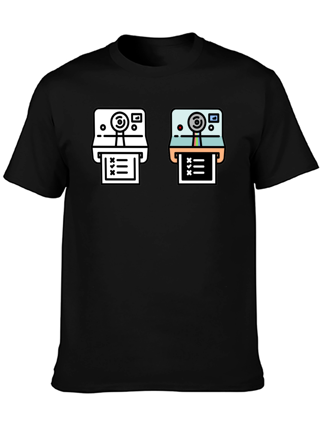 Black Retro Camera Print Black T-Shirt view 3