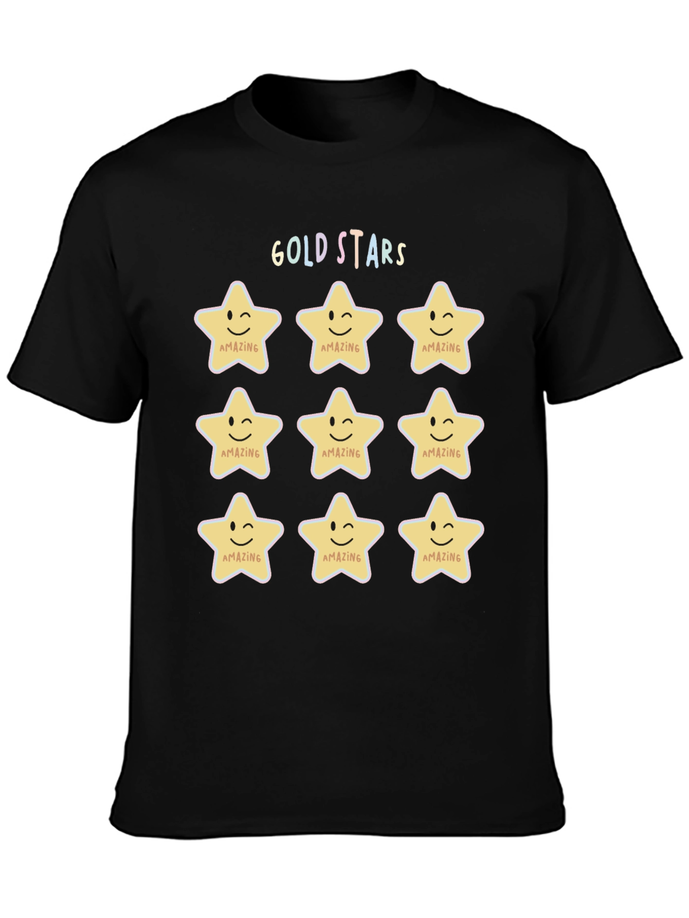 Black Gold Stars 'Amazing' Graphic Tee - Men's Black T-Shirt view 3