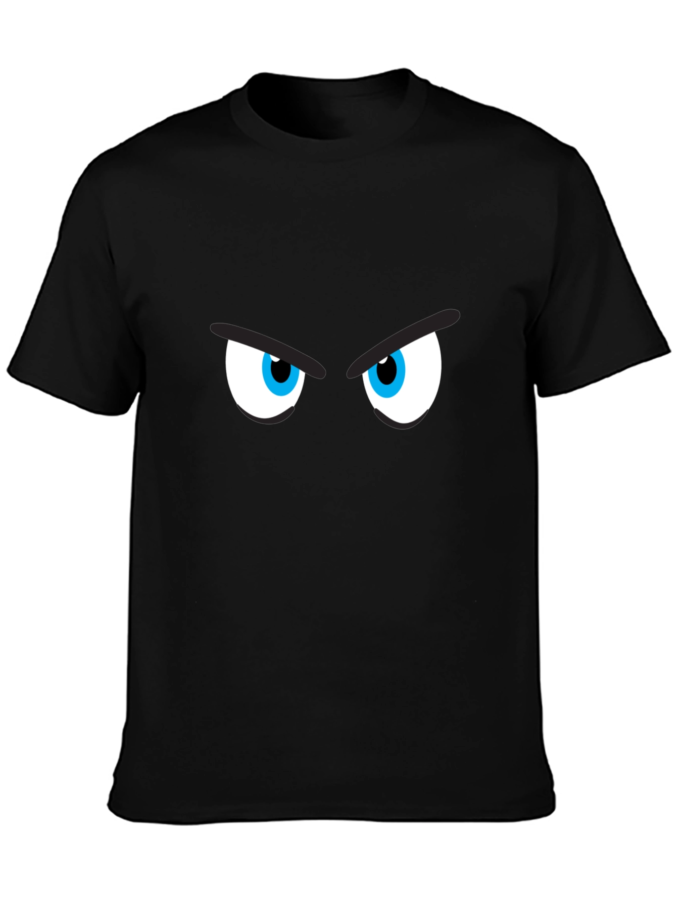 Black Men's Black T-Shirt with Cartoon Eyes view 3