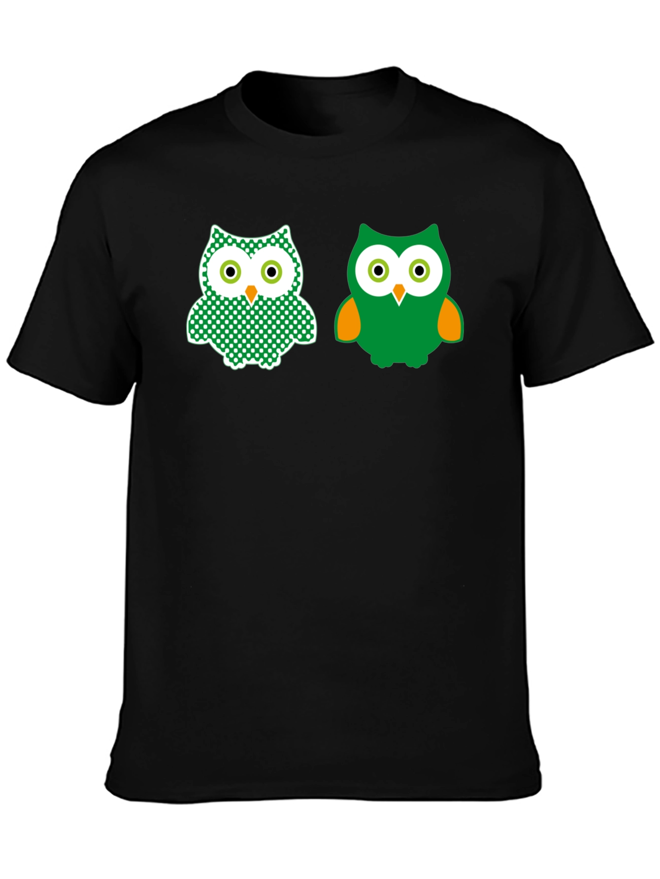 Black Cute Owl Graphic Tee - Stylish Black T-Shirt view 3