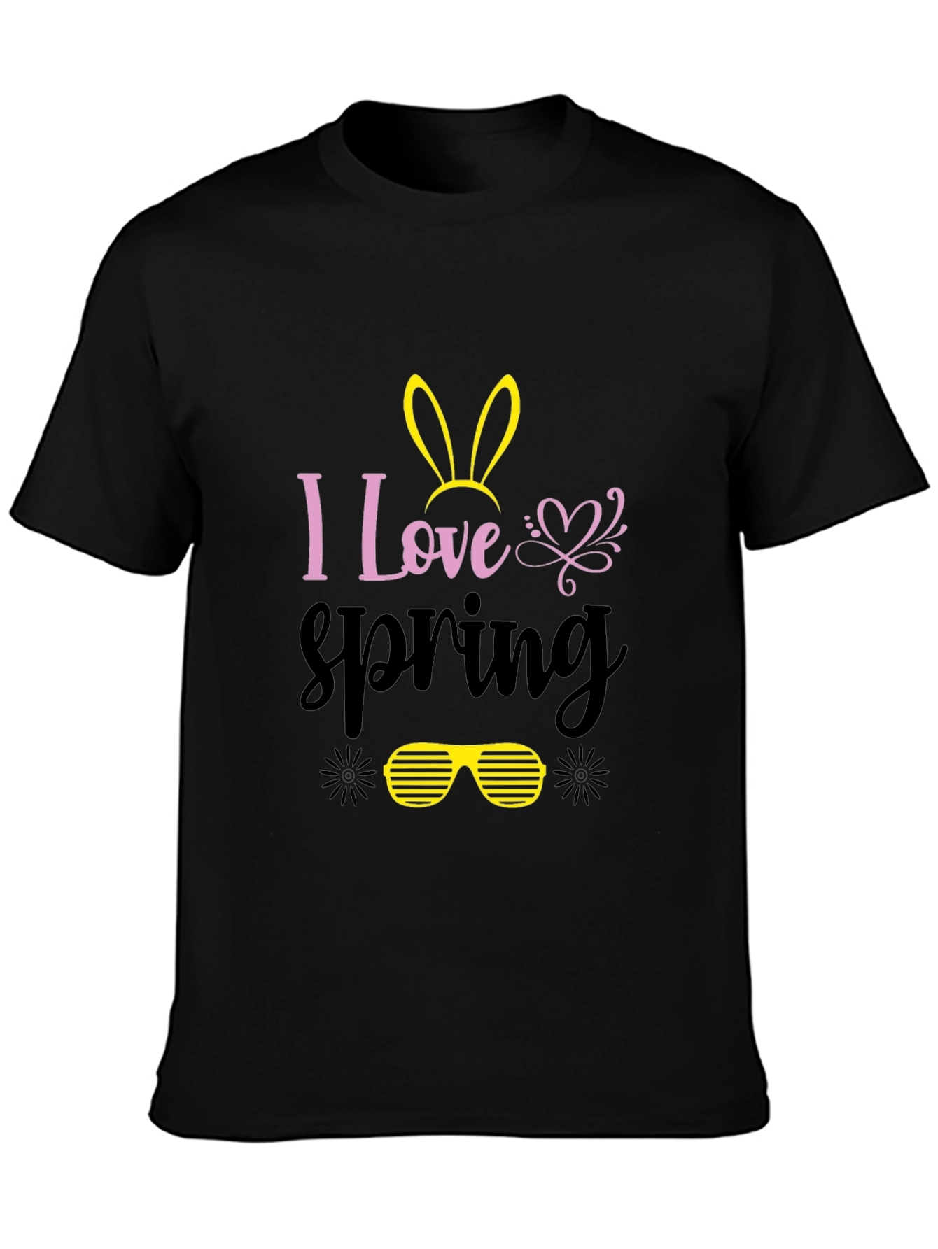 Black I Love Spring Bunny T-Shirt view 3