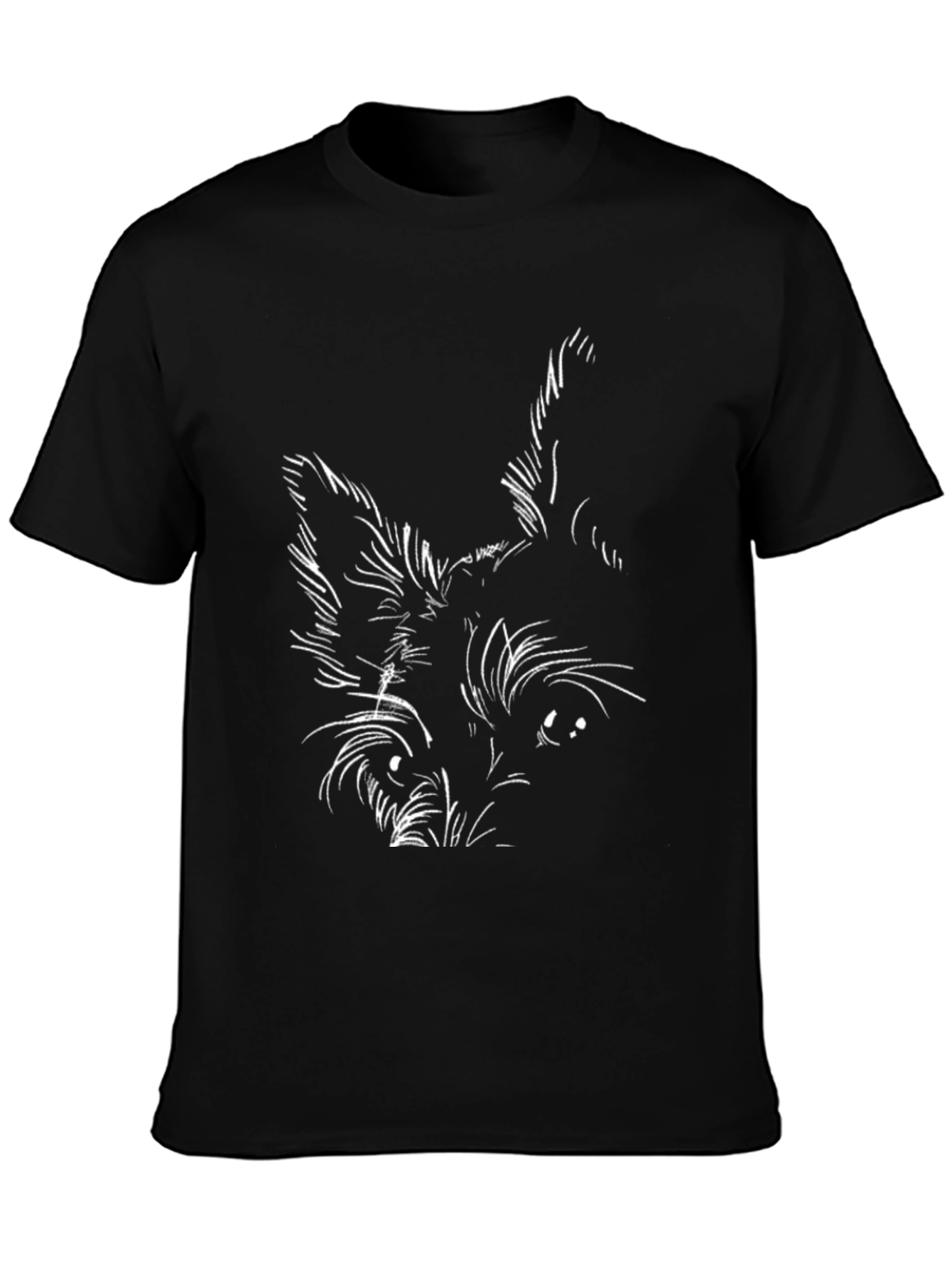 Black Dog Sketch Graphic Tee - Black Cotton T-Shirt view 3
