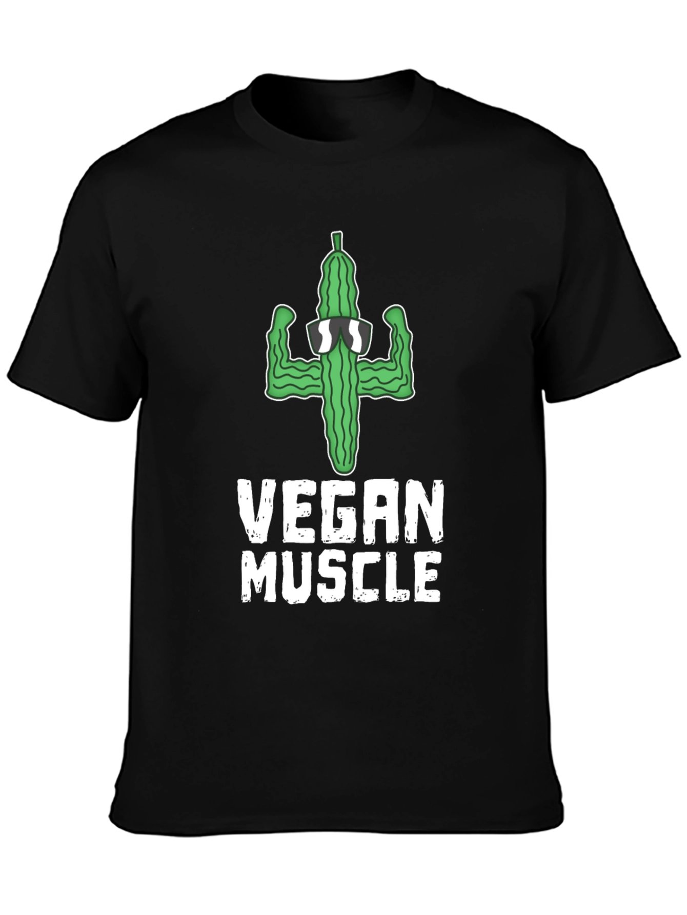 Black Vegan Muscle T-Shirt: Cucumber Gym Humor view 3