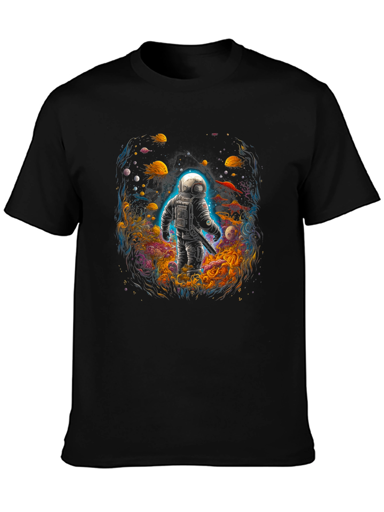 Black Astronaut in Space T-Shirt view 3