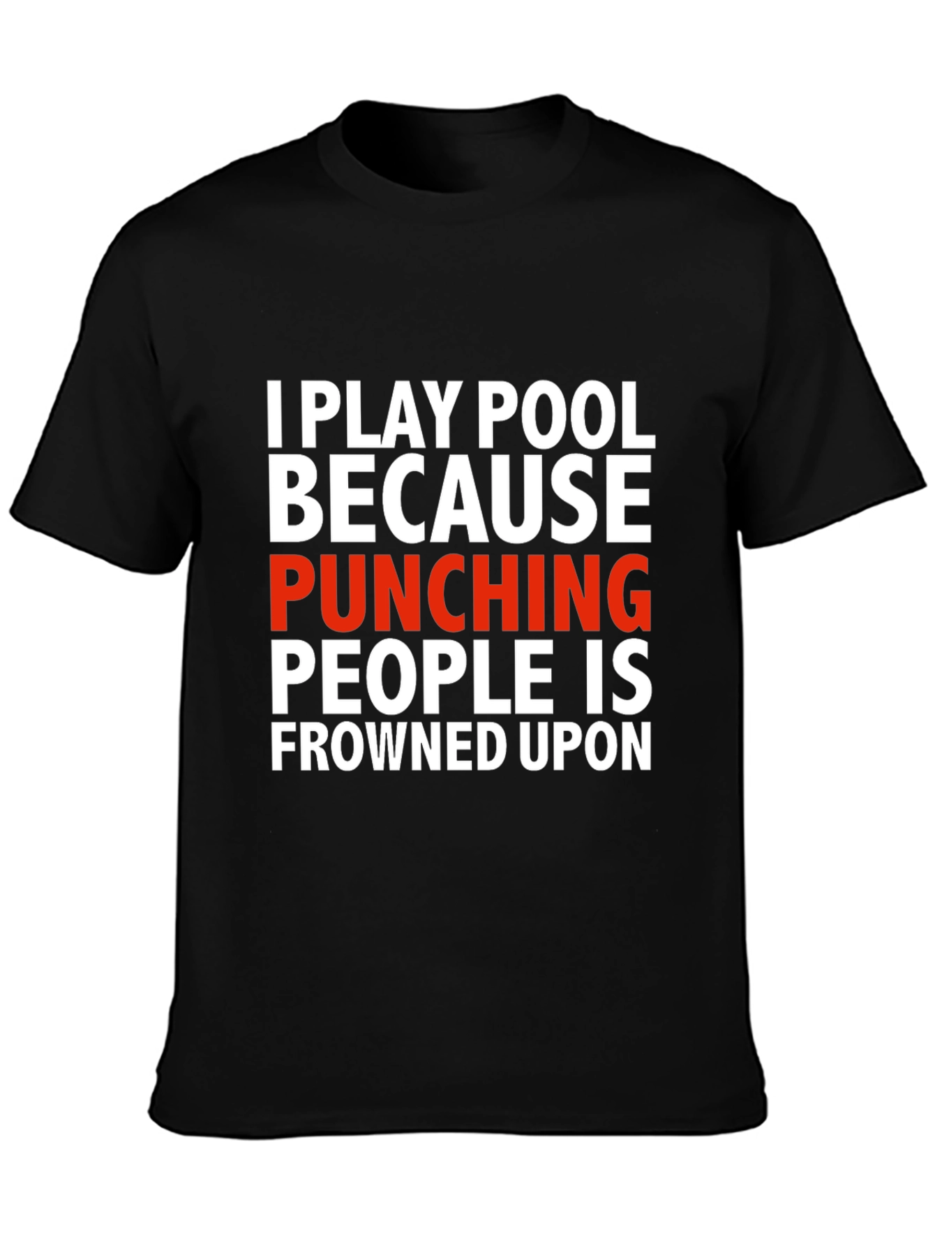 Black Funny Pool Player T-Shirt - Punching People view 3