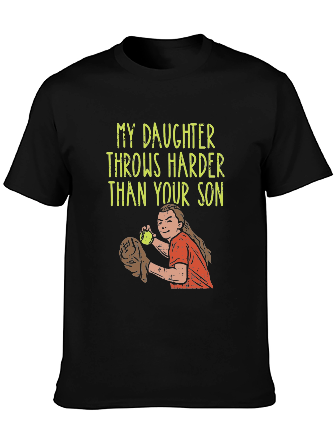 Black Daughter Throws Harder T-Shirt - Baseball/Softball view 3
