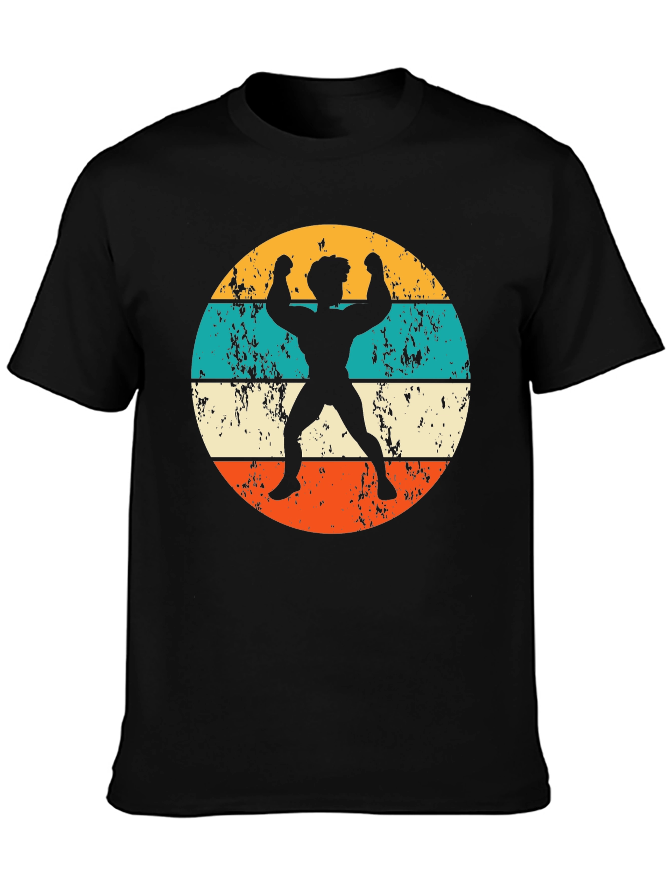 Black Retro Bodybuilder Graphic T-Shirt view 3