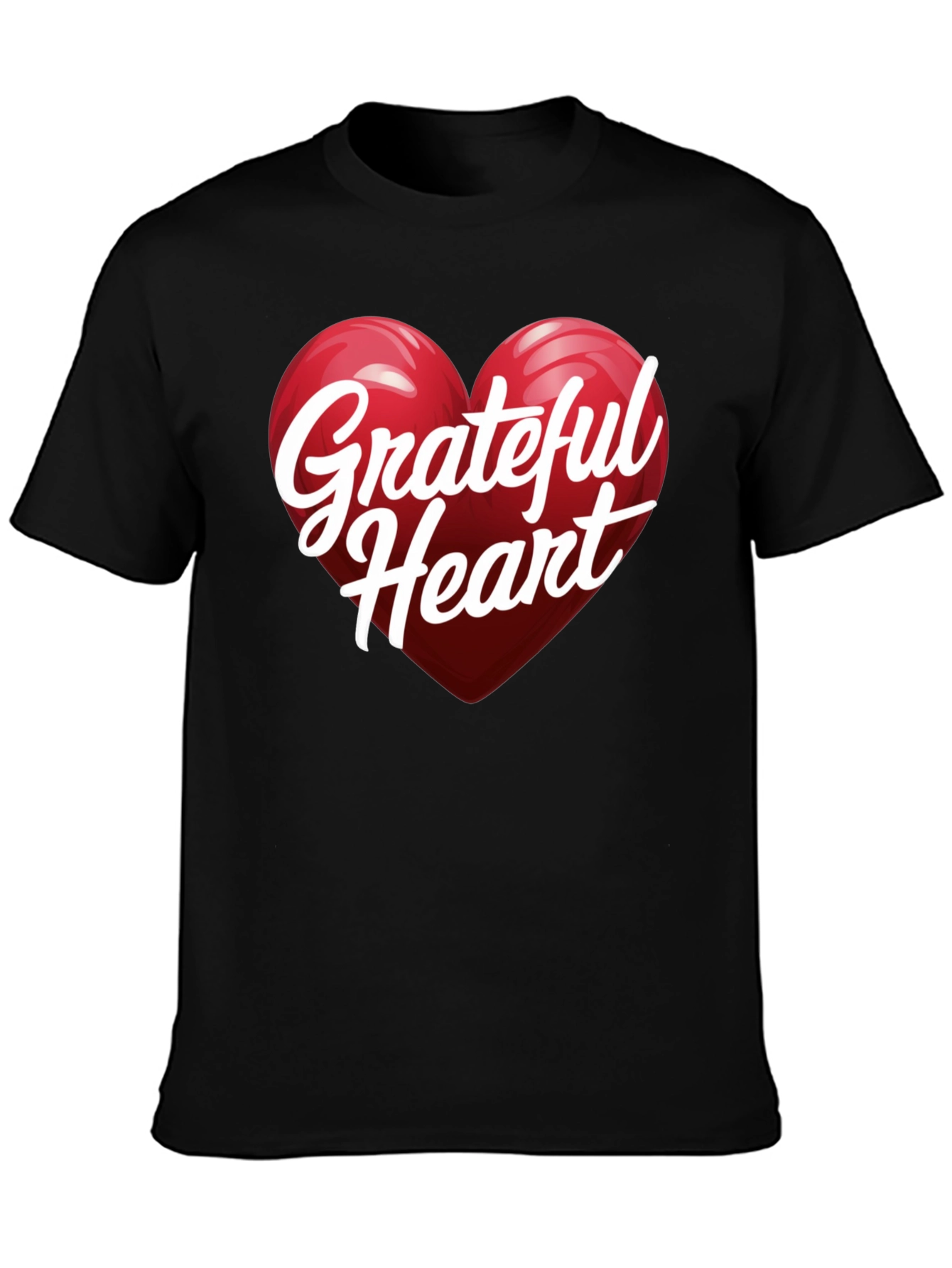 Black Grateful Heart Graphic T-Shirt - Stylish Unisex Top view 3