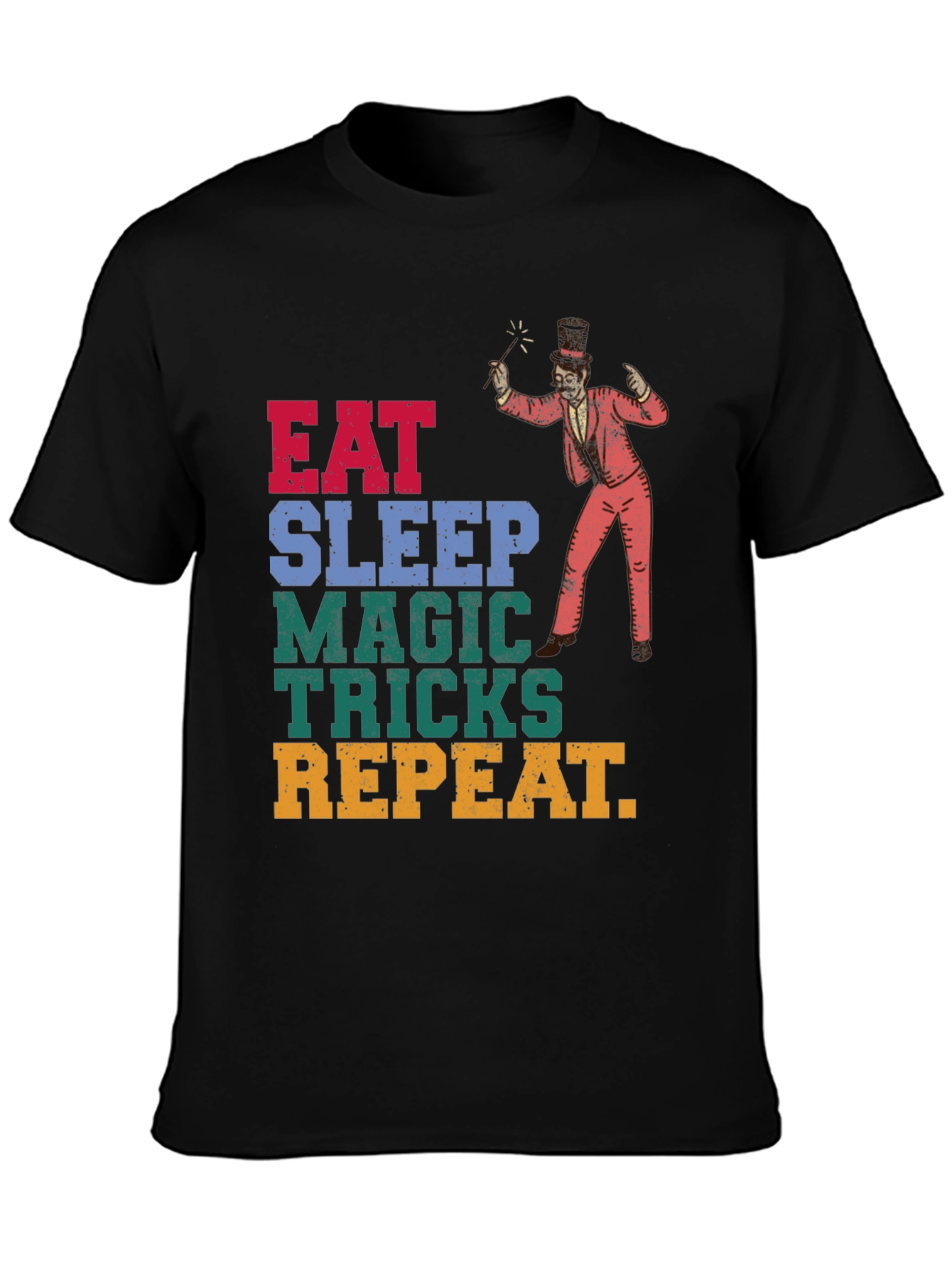 Black Eat Sleep Magic Tricks Repeat Graphic Tee view 3
