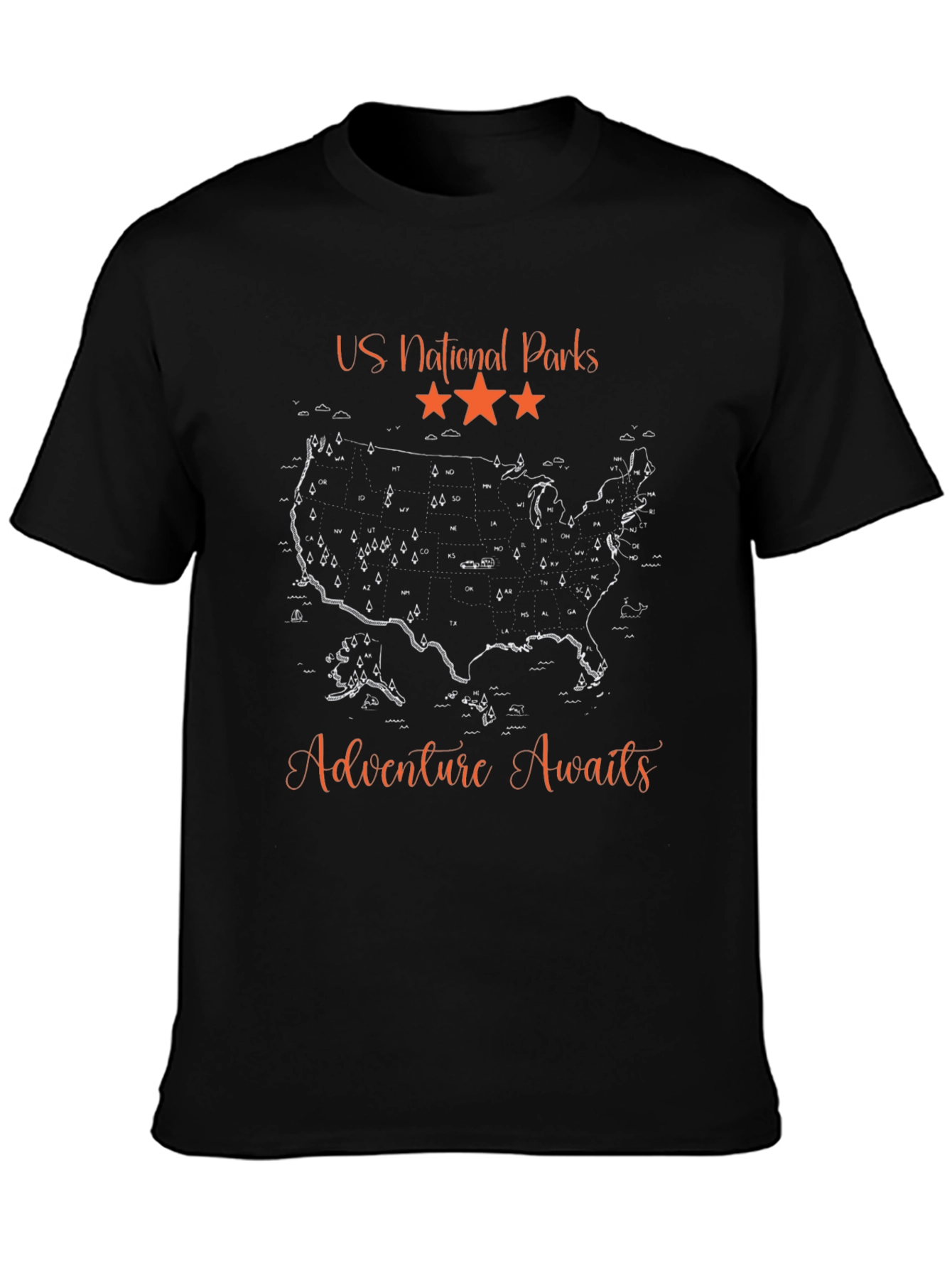 Black US National Parks Adventure T-Shirt view 3