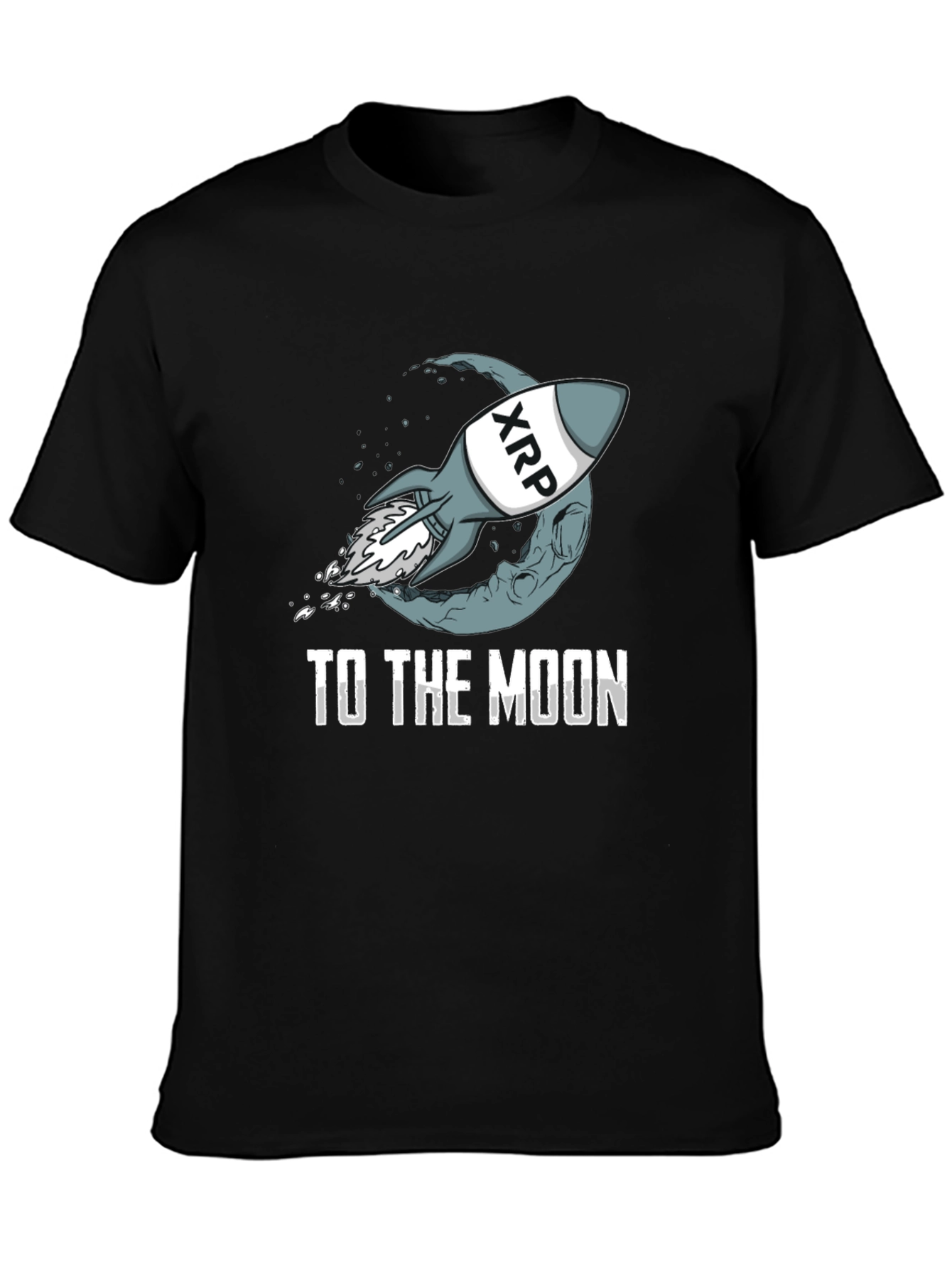 Black XRP Rocket to the Moon Black T-Shirt view 3