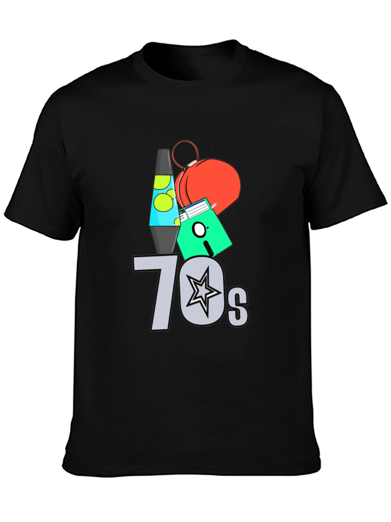 Black Retro 70s Graphic Tee - Nostalgic Vintage Style view 3