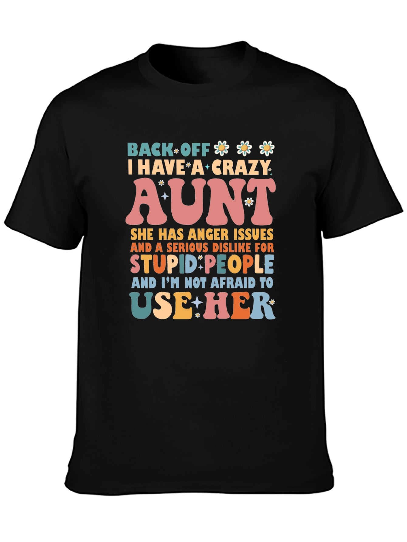 Black Crazy Aunt T-Shirt - Novelty Graphic Tee view 3
