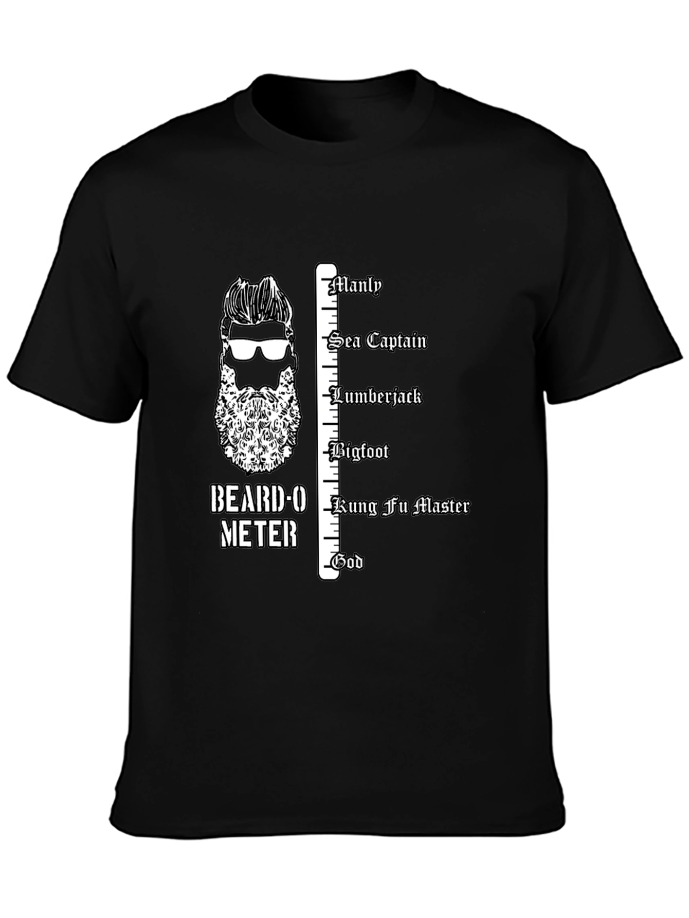 Black Beard-O-Meter Graphic Tee - Manly Humor T-Shirt view 3