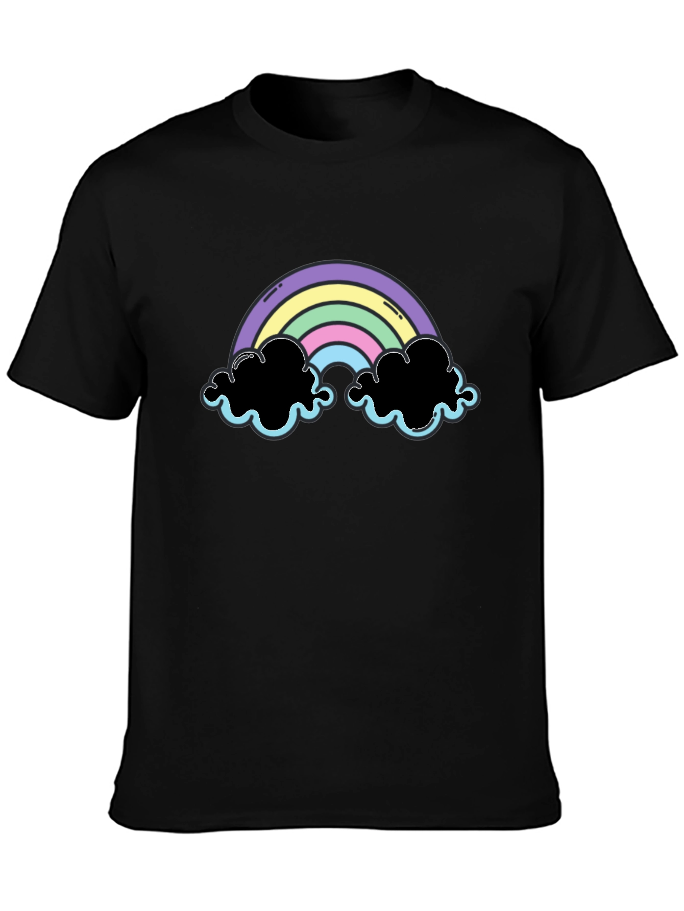 Black Pastel Rainbow Cloud Graphic Tee view 3