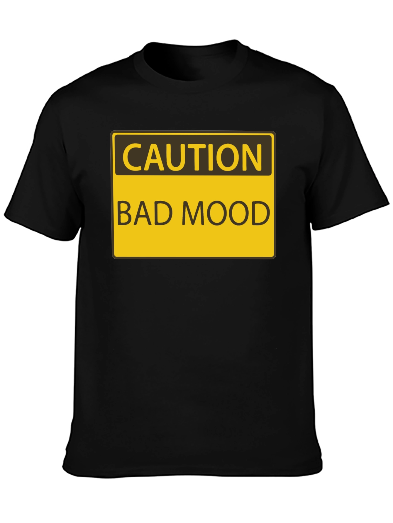 Black Caution Bad Mood Funny Graphic T-Shirt view 3