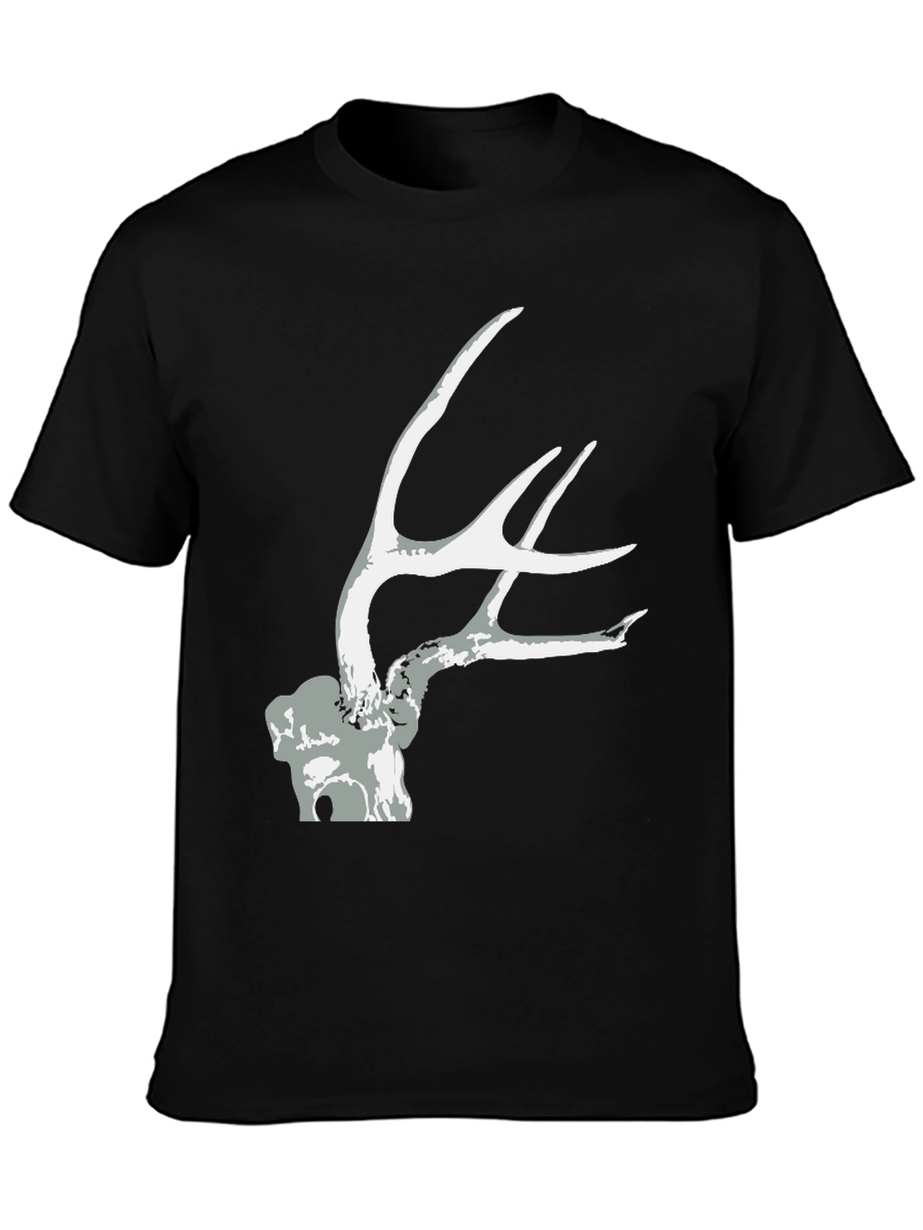 Black Antler Graphic Tee - Black Cotton Casual view 3