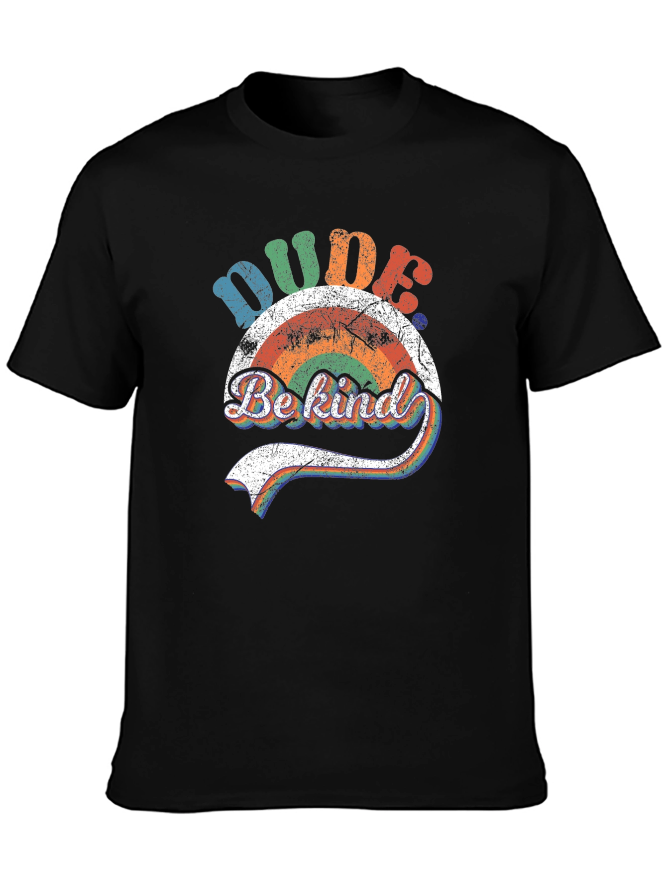 Black Dude Be Kind Rainbow Graphic T-Shirt view 3