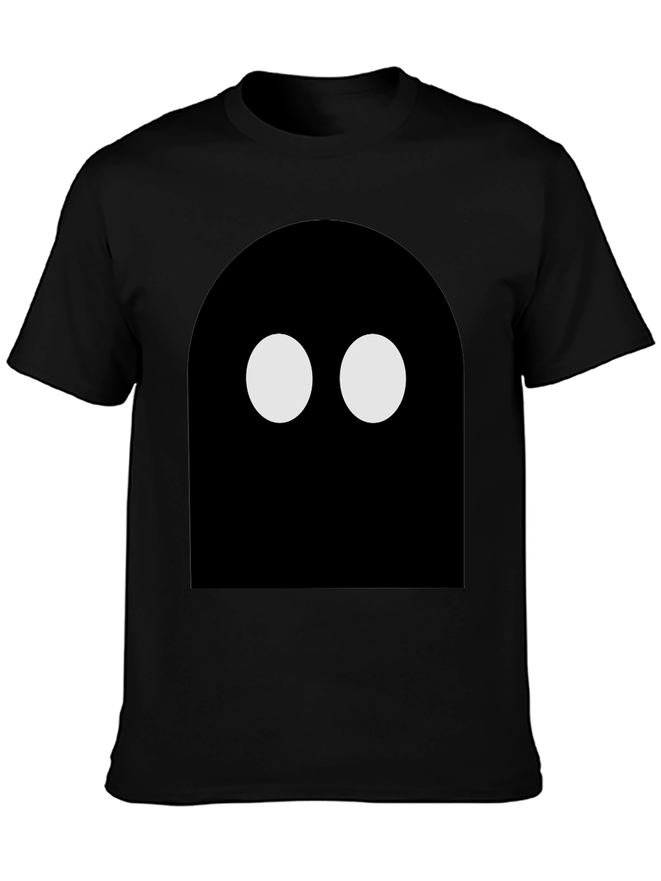 Black Minimalist Ghost T-Shirt - Black Cotton Tee view 3