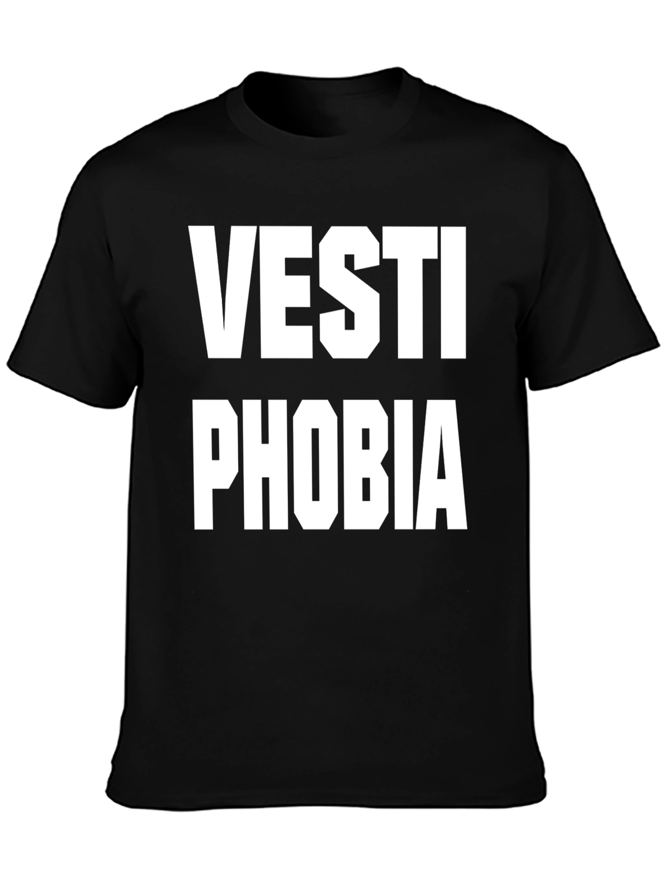 Black Vestiophobia Funny Graphic Tee - Black T-Shirt view 3