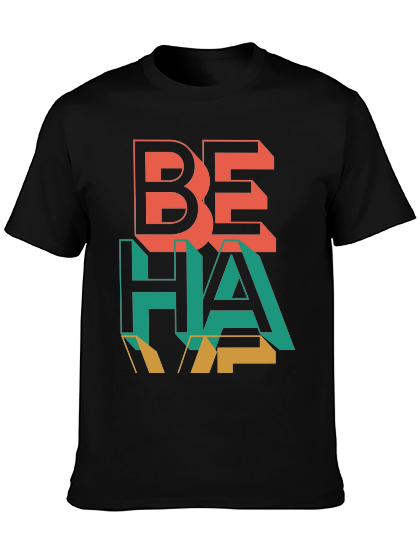 Black Be Happy Black Graphic Tee view 3