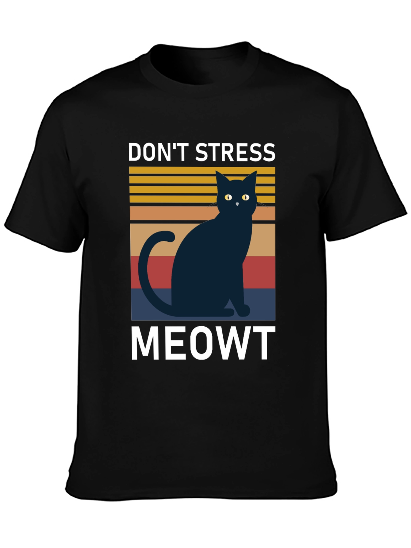 Black Don't Stress Meowt T-Shirt, Cat Lover Tee view 3