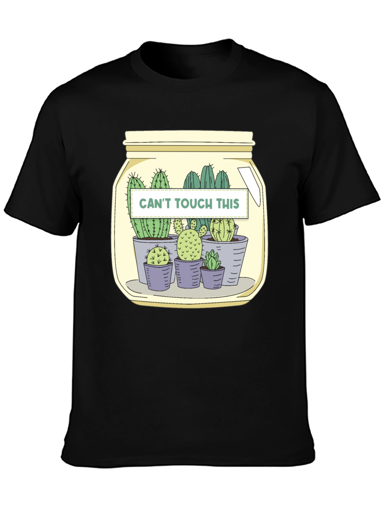 Black Cactus Crew T-Shirt - "Can't Touch This" Graphic Tee view 3