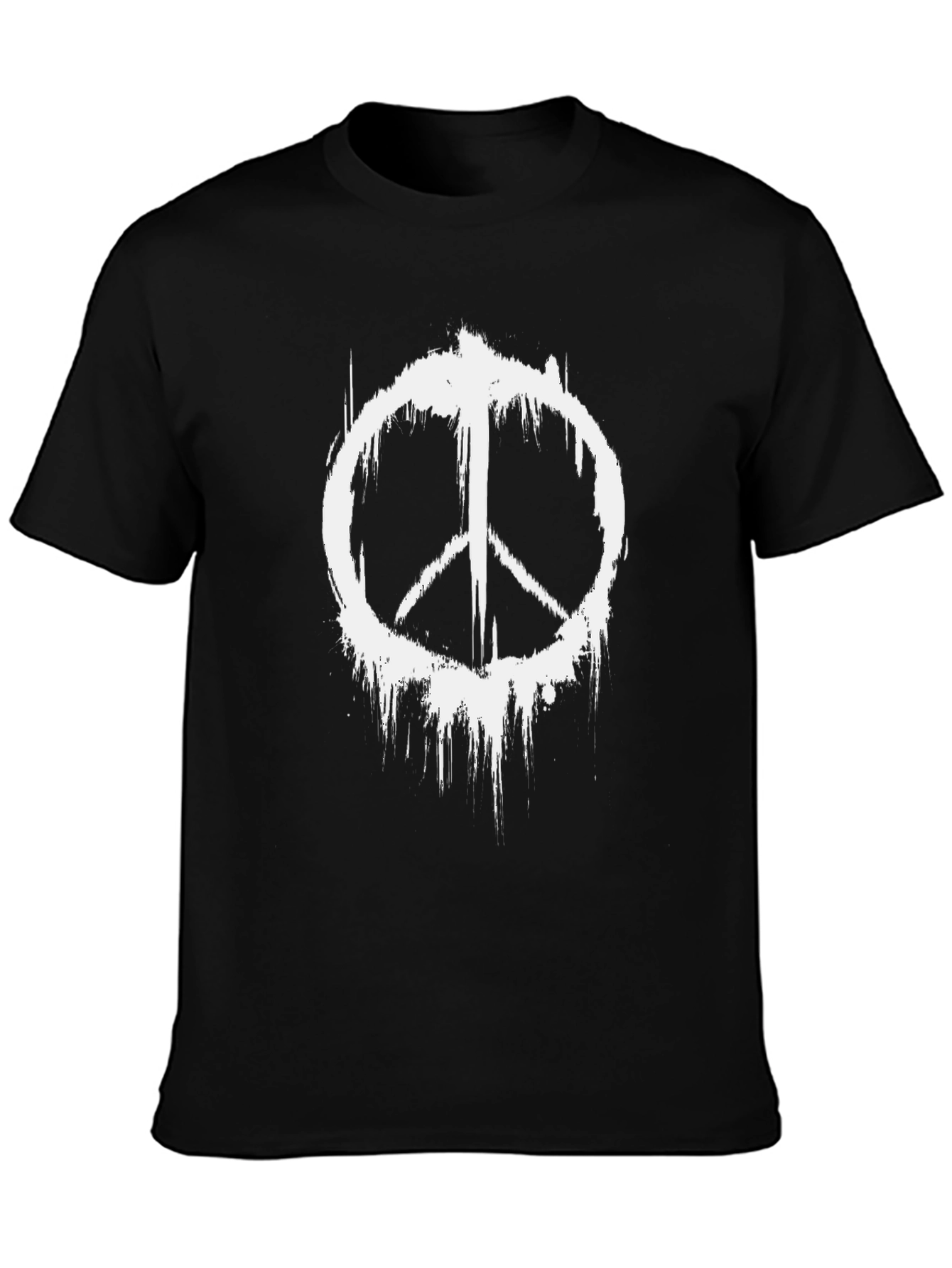 Black Distressed Peace Sign Black Graphic T-Shirt view 3