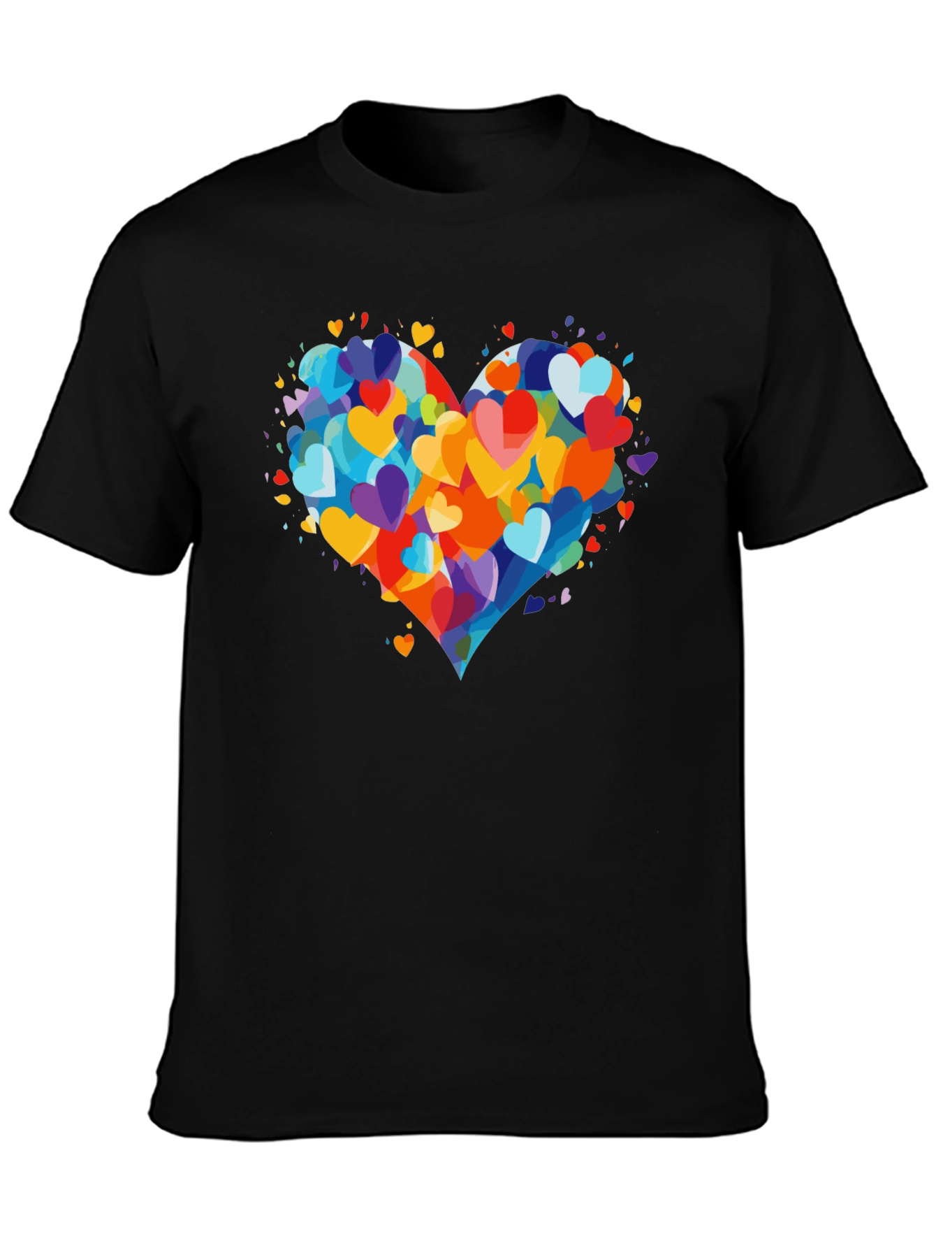 Black Heart Burst T-Shirt - Colorful Love Design view 3