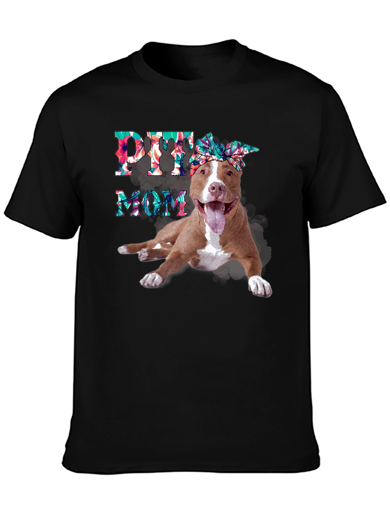 Pitbull Mom T-Shirt - Floral Design - 3