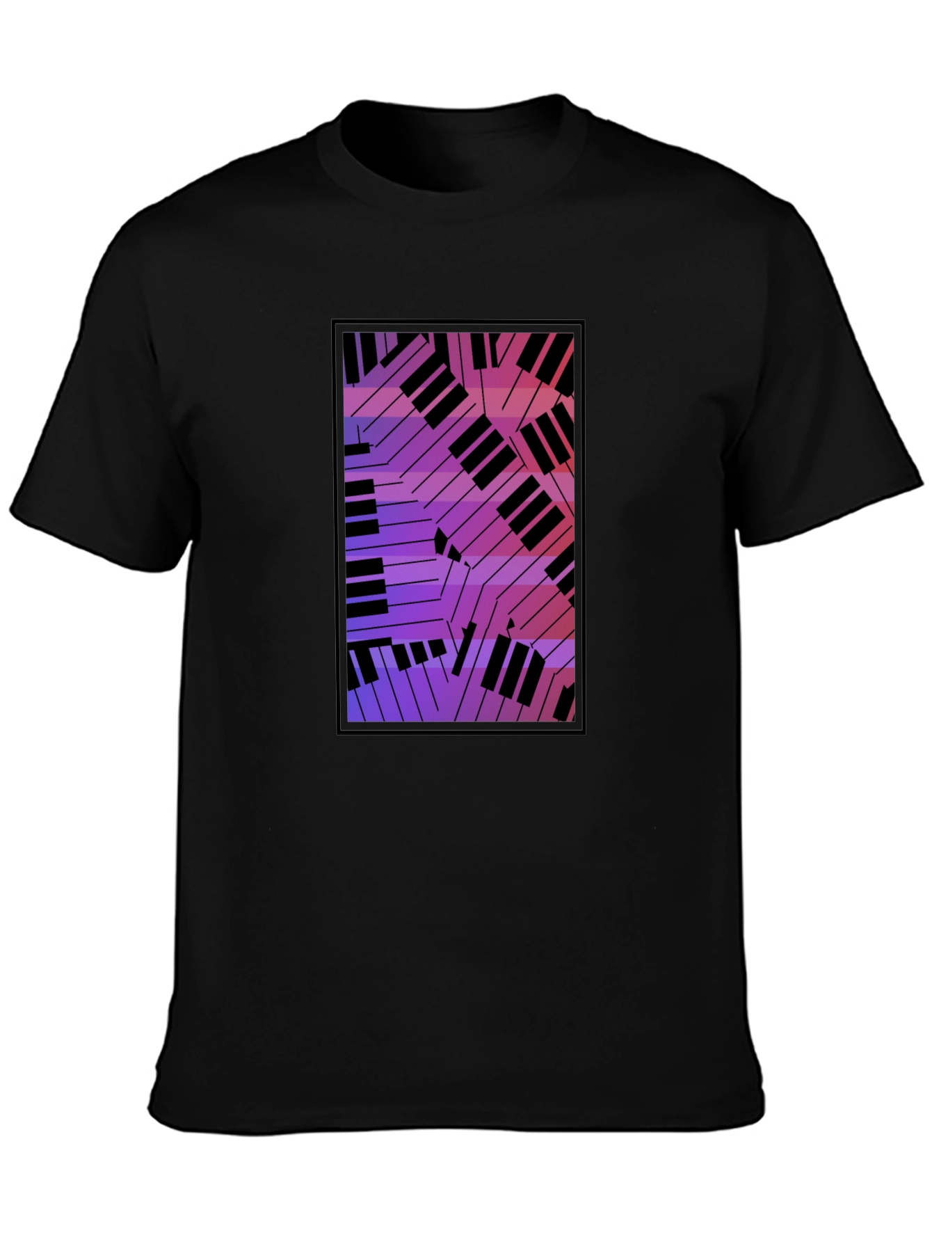 Black Abstract Piano Keys Graphic Black T-Shirt view 3